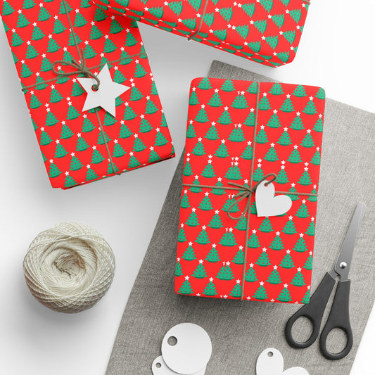Festive Christmas Wrapping Paper, Holiday Gift Wrap, Cheerful Present Wrapping, Red and Green Tree Design, Holiday Parties, Christmas [...]