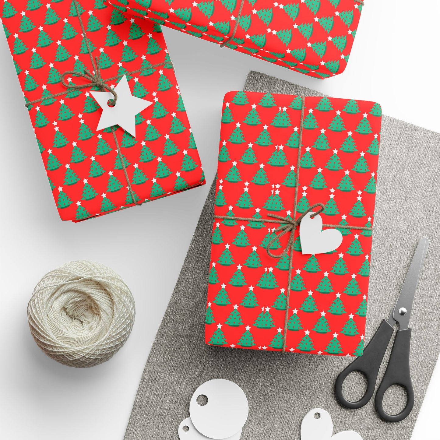 Festive Christmas Wrapping Paper, Holiday Gift Wrap, Cheerful Present Wrapping, Red and Green Tree Design, Holiday Parties, Christmas [...]