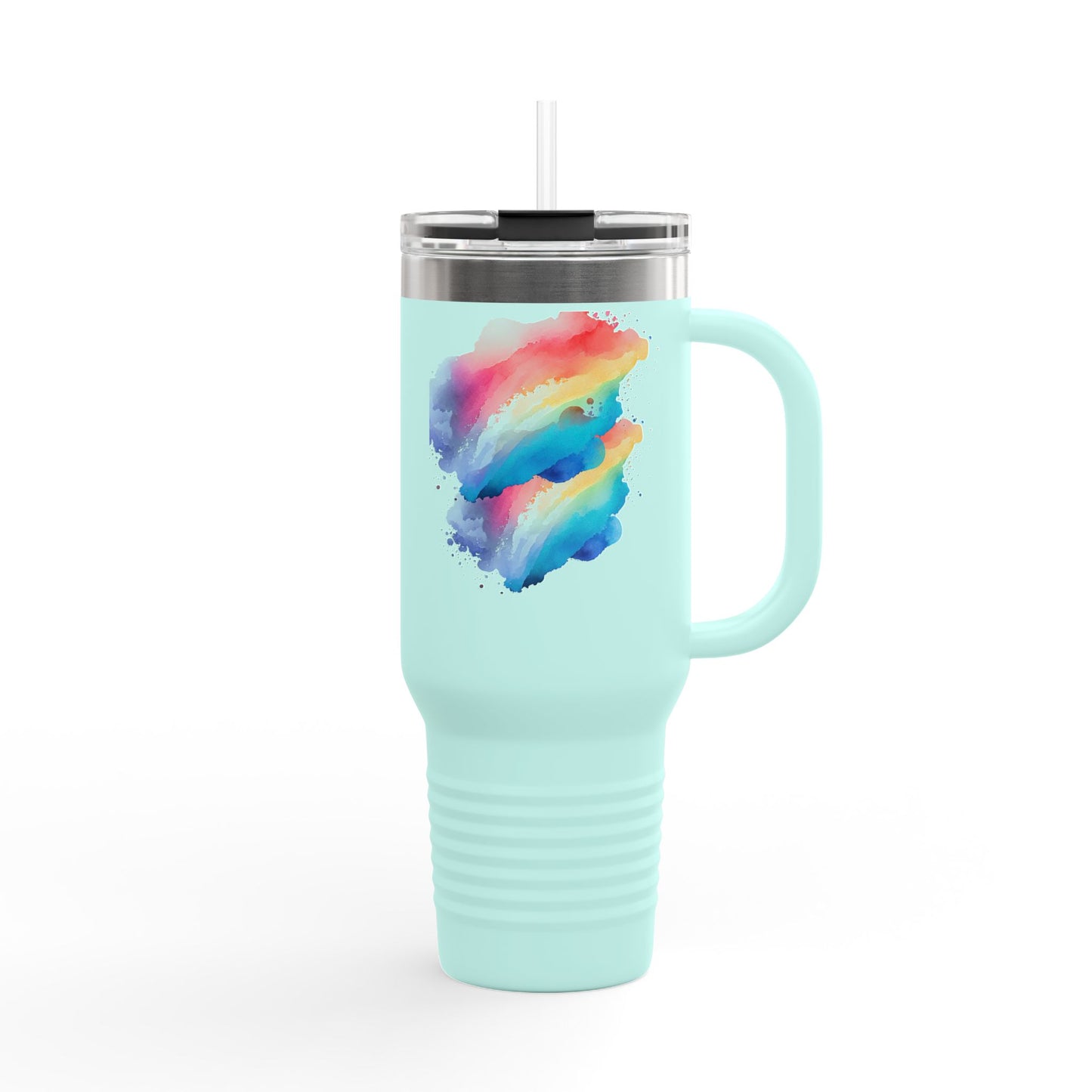 Vibrant Rainbow Insulated Travel Mug | 40oz Leakproof Drinkware for Road Trips, Gifts, Outdoor Adventures, Pride Events, Summer Outings