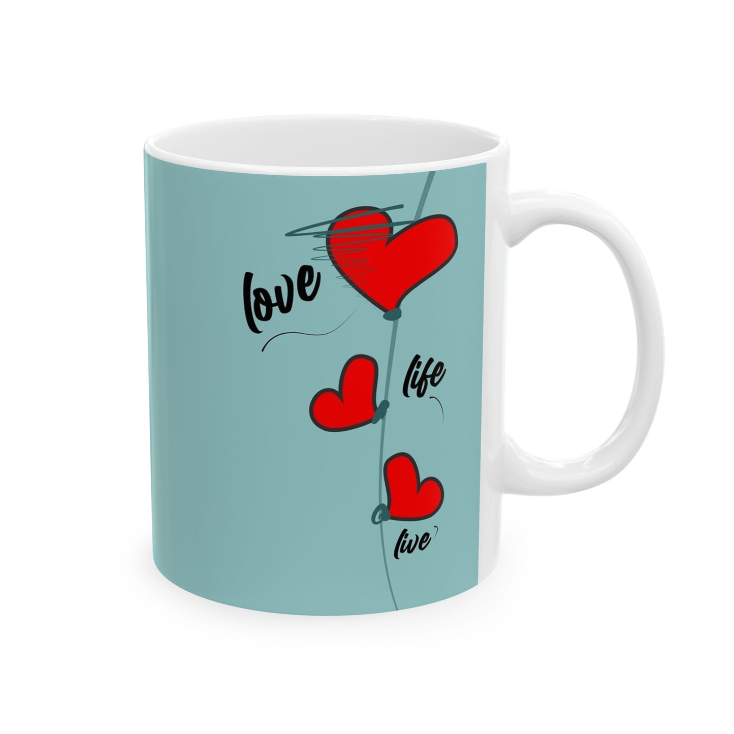 Love Every Moment Ceramic Mug (11oz, 15oz) – Heart Illustration Gift Mug
