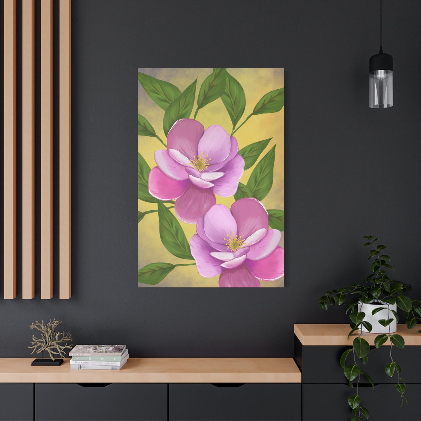 Matte Canvas, Stretched, 1.25" Tulips Pink and Purple Flowers