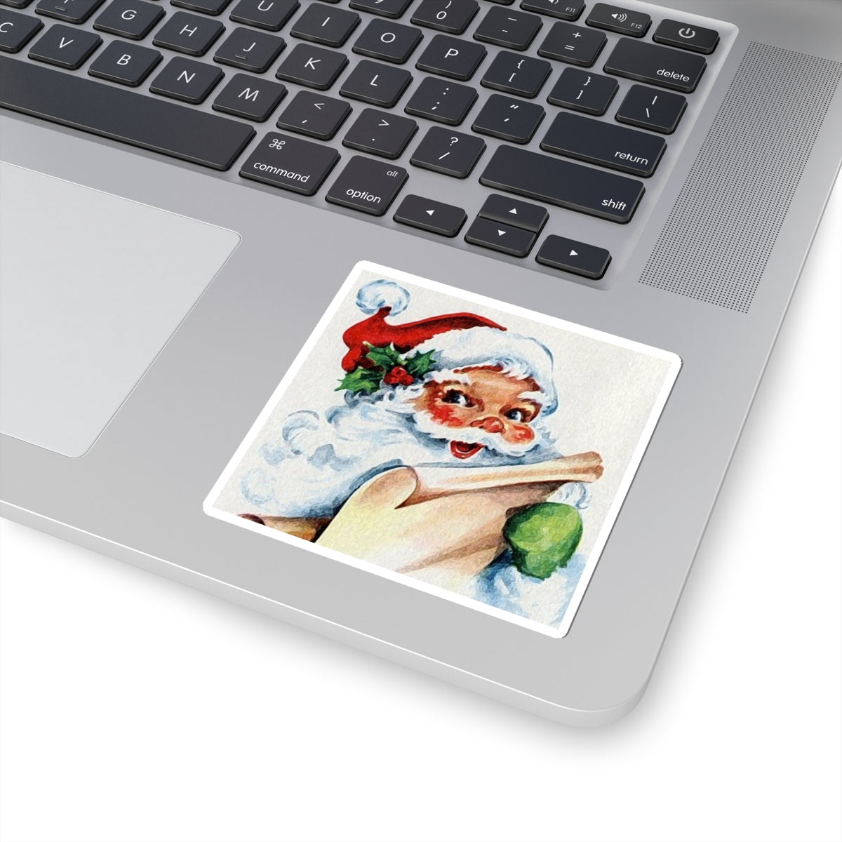 Vintage Santa Sticker — Retro Christmas Kiss-Cut Decal