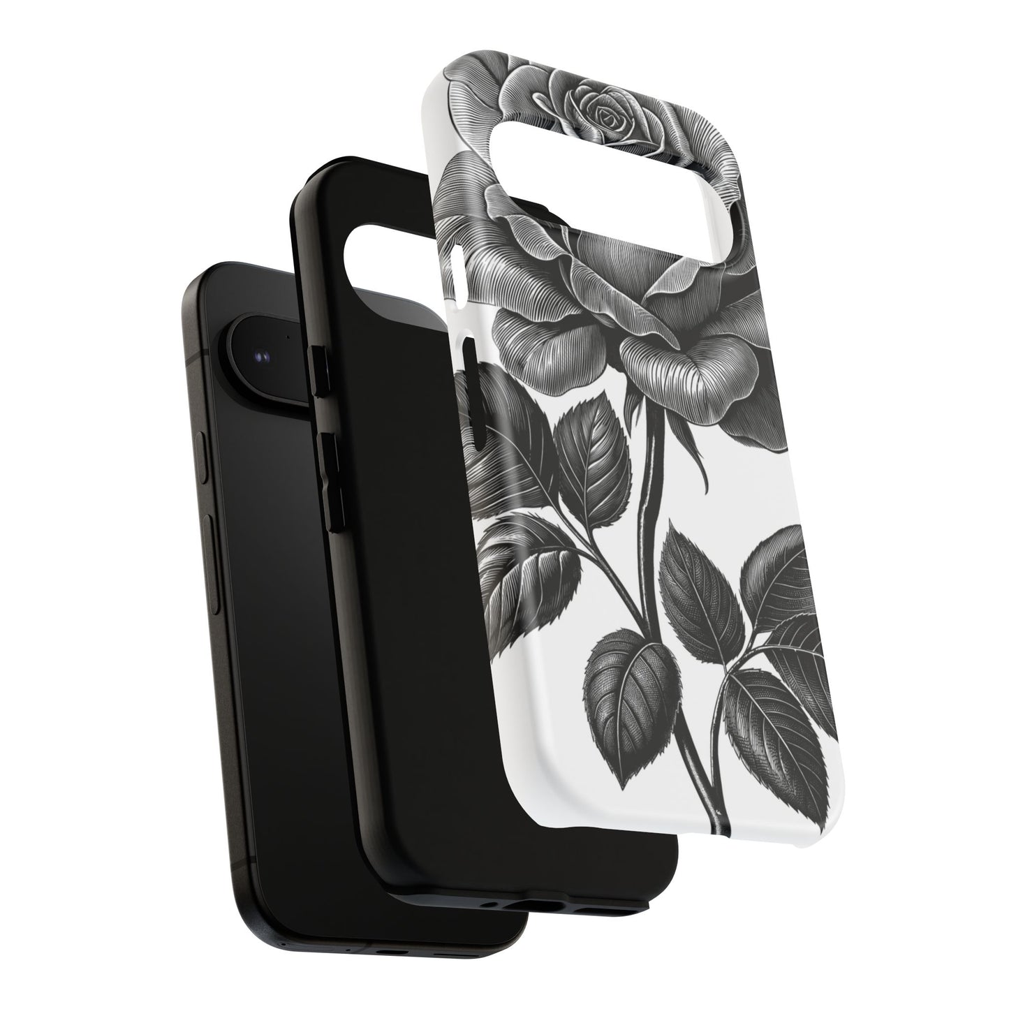 Elegant Floral Phone Case - Tough Cases, Black Rose Design, Floral Phone Cover, Stylish Phone Accessory, Gift for Her, Mother's Day