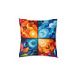 Abstract Seasons Square Pillow — Colorful Four-Panel Decorative Throw Pillow