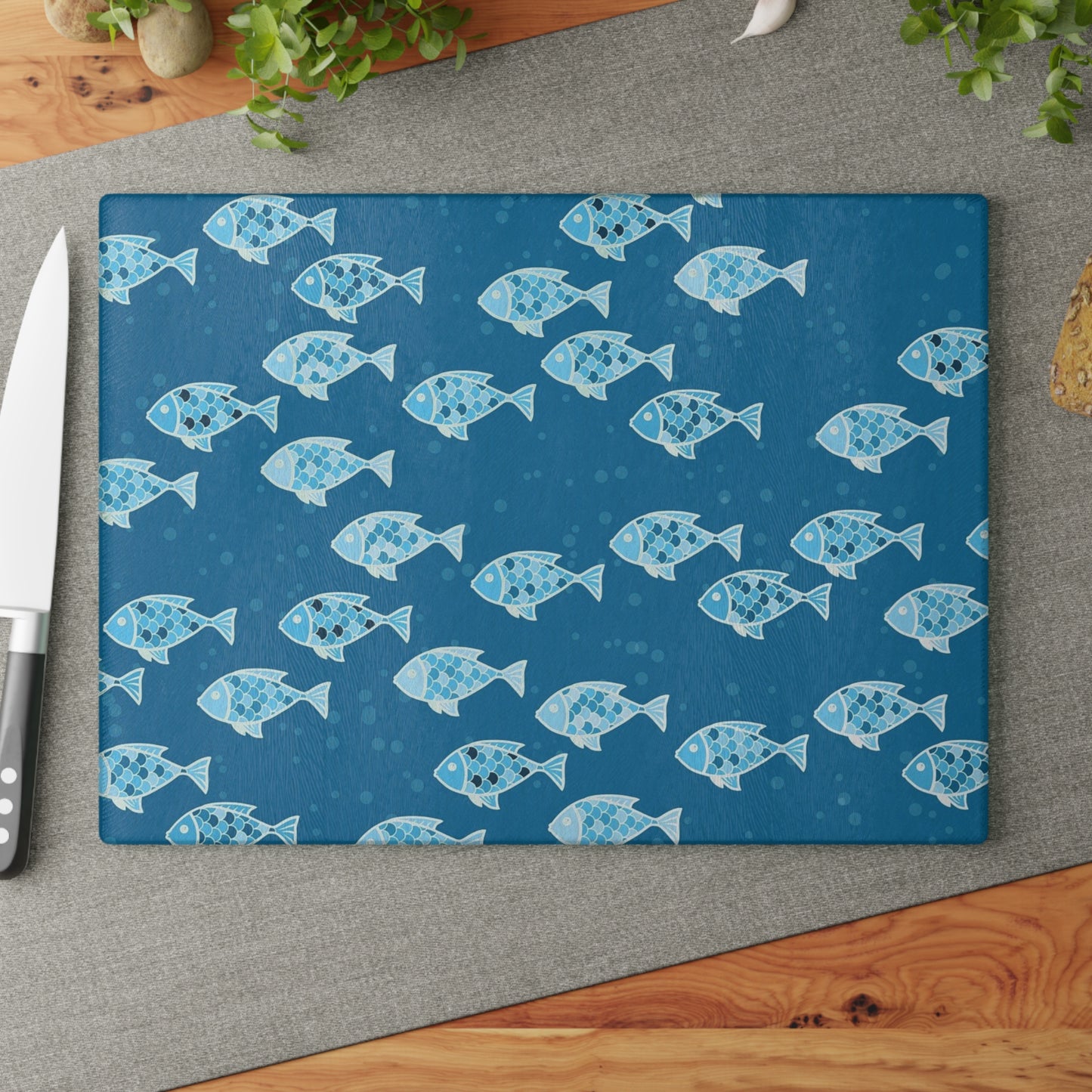 Underwater Fish Glass Cutting Board, Unique Kitchen Decor, Gifts for Chefs, Beach House Accessory, Summer Party Essentials