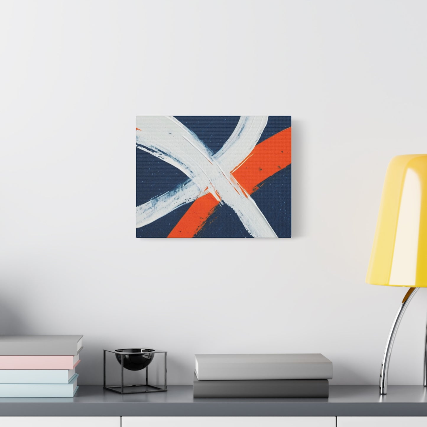 Abstract Navy & Orange Brushstroke Canvas