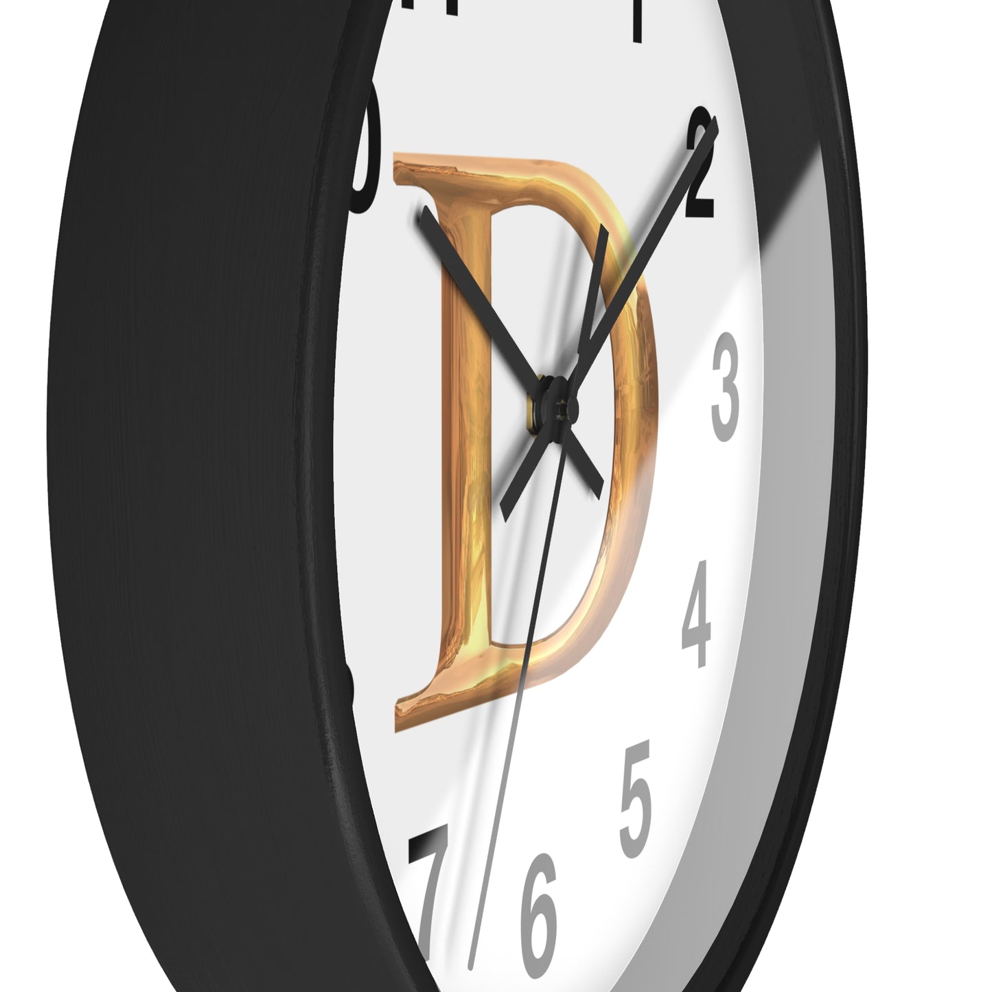 Elegant Initial D Wall Clock, Personalized Home Decor, Modern Timepiece, Gift for Her, Study Room Wall Art, Unique Design