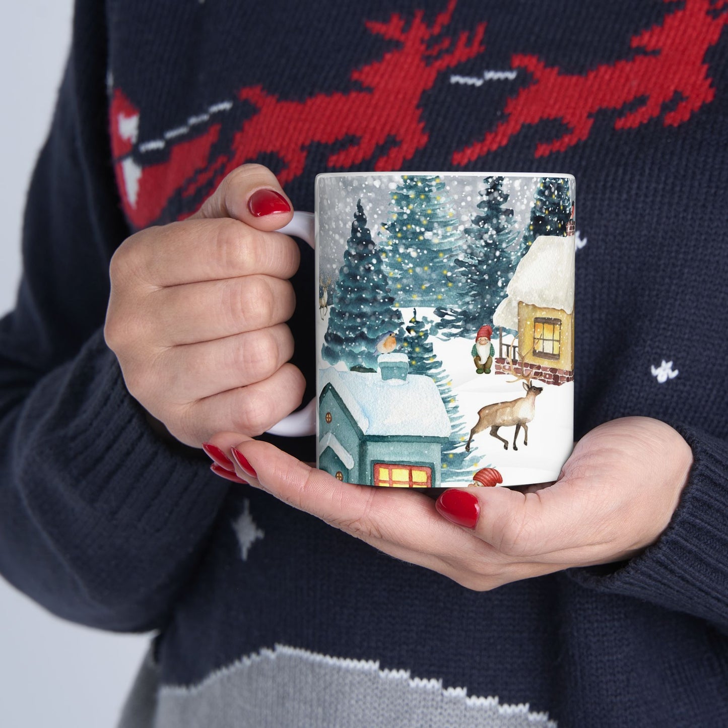 Winter Wonderland Ceramic Mug - Cozy Hot Chocolate Cup, Holiday Gift, Christmas Decor, Seasonal Kitchenware, Snowy Scene