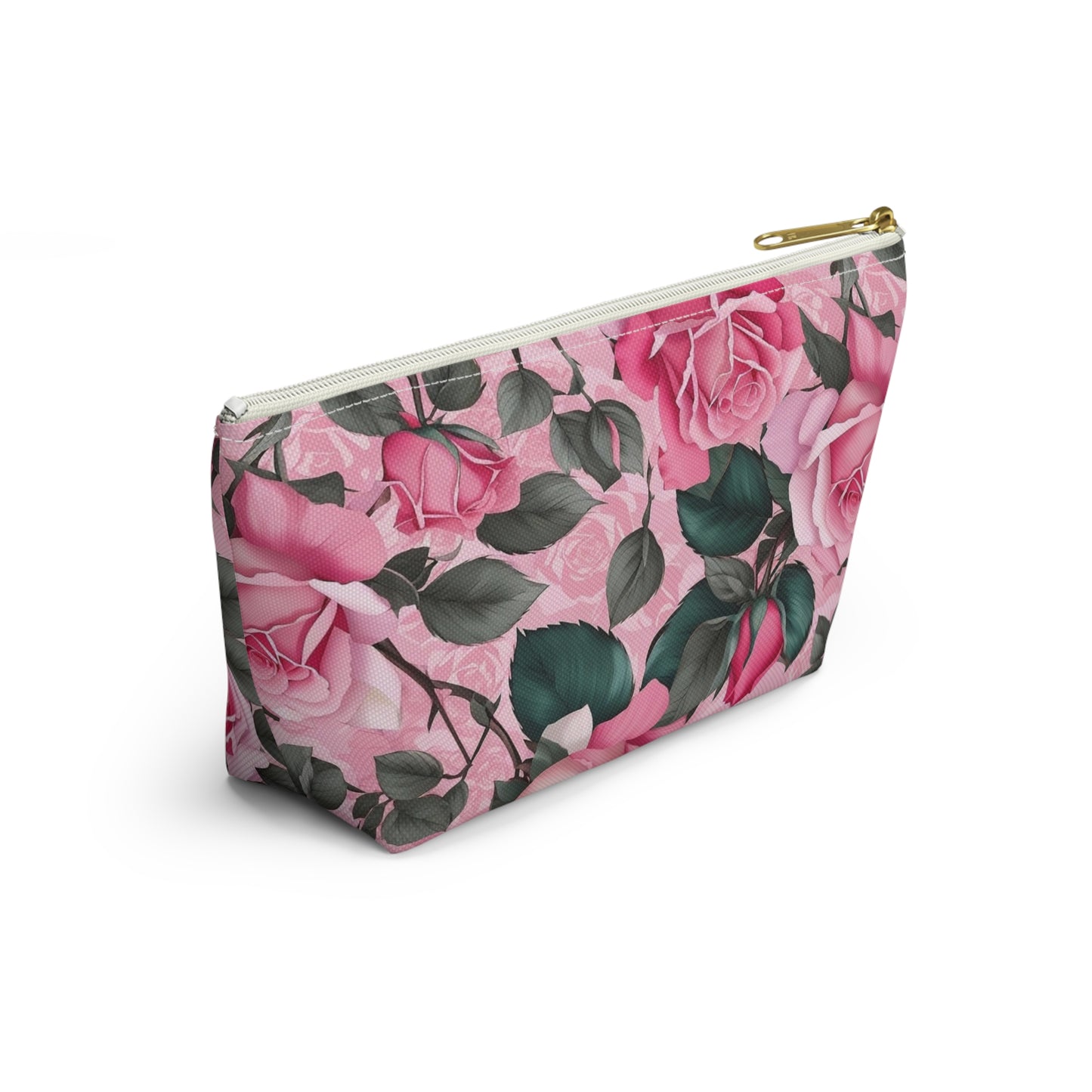 Floral Accessory Pouch - Stylish Makeup Bag, Organizer, Travel Toiletry Case, Gift for Her, Rose Flower Design