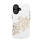 Elegant Floral Phone Case, Tough Cases, Gold Swirls, Stylish Protection, Trendy Gift, Chic Accessory