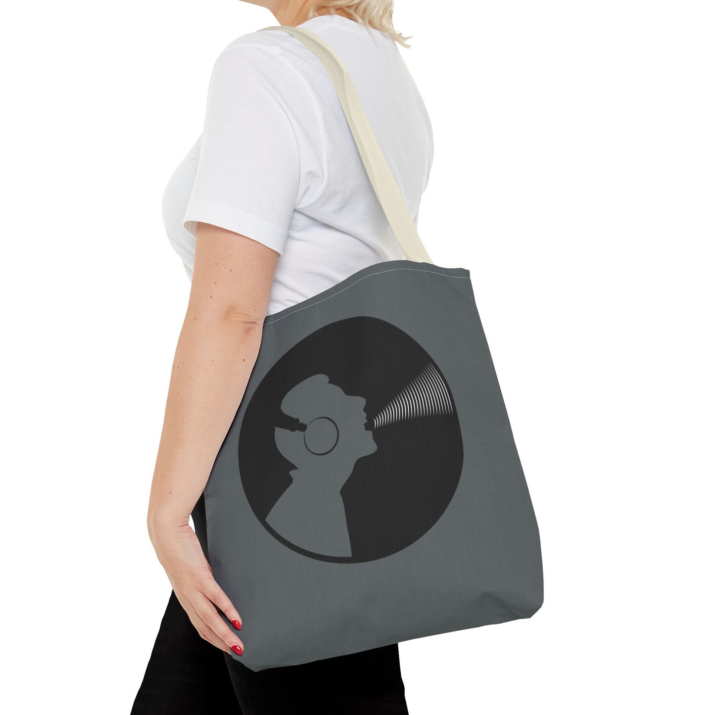 Music Lover's Tote Bag, Stylish Bag for Vinyl Enthusiasts, Gift for Music Lovers, Unique Shopping Tote, Record Player Accessory