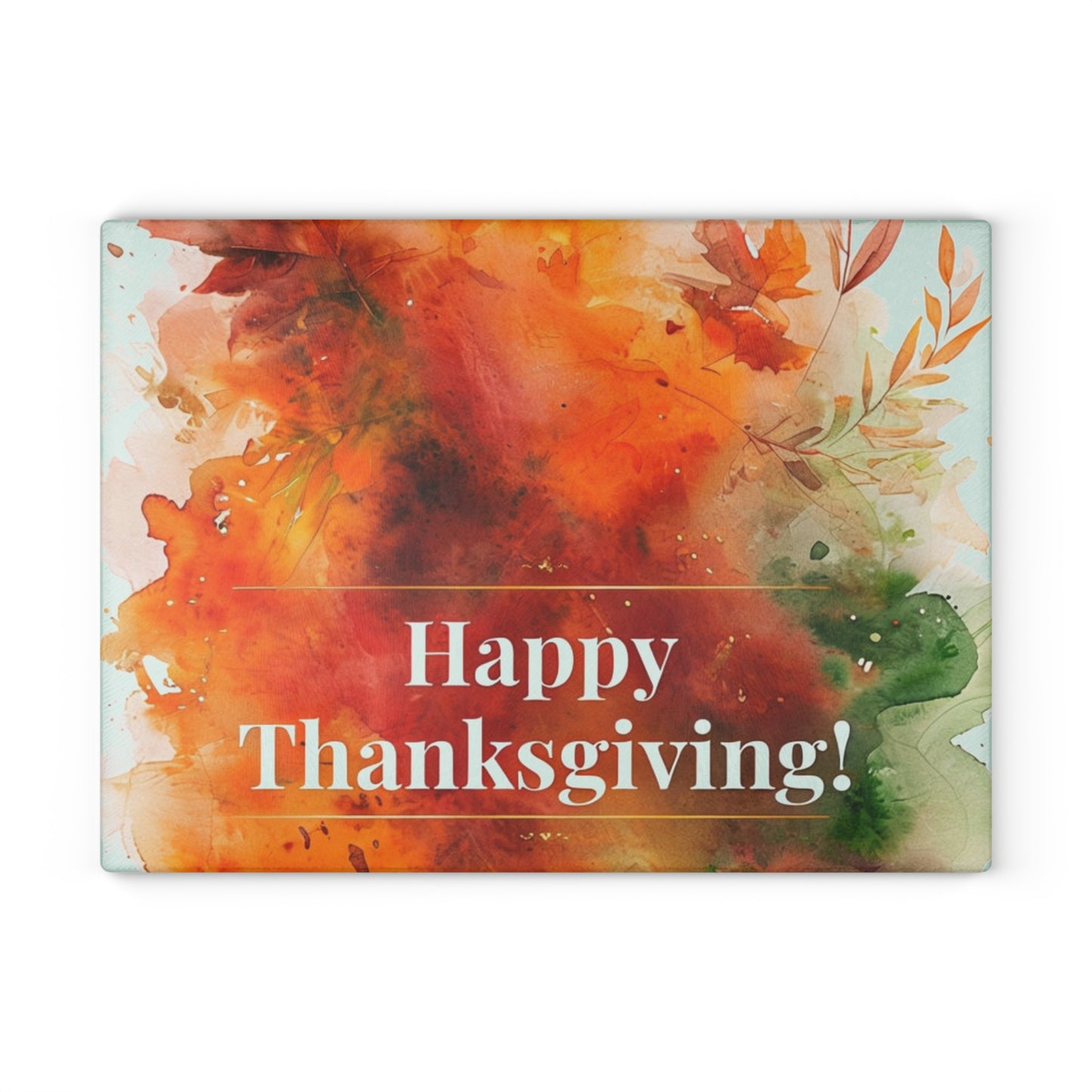 Thanksgiving Glass Cutting Board with Vibrant Autumn Design
