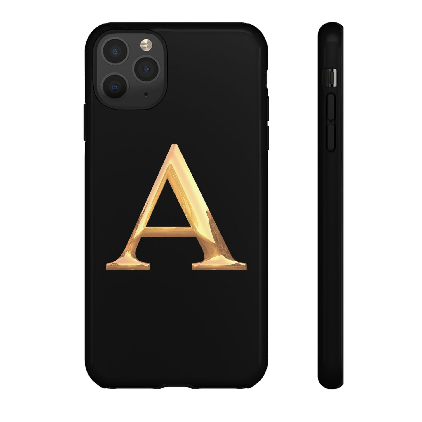 Custom Phone Case with Gold Letter A, Monogrammed Gift, Tough Protective Case, Personalized Phone Accessory, Unique Phone Cover