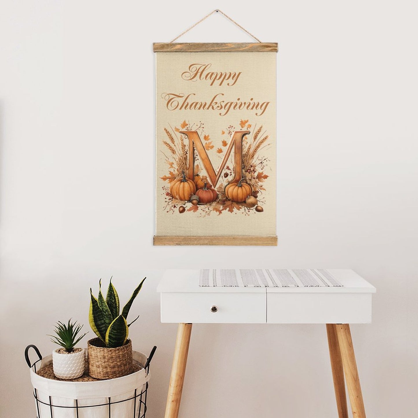 Framed Flax Painting Wall Decor - Letter M