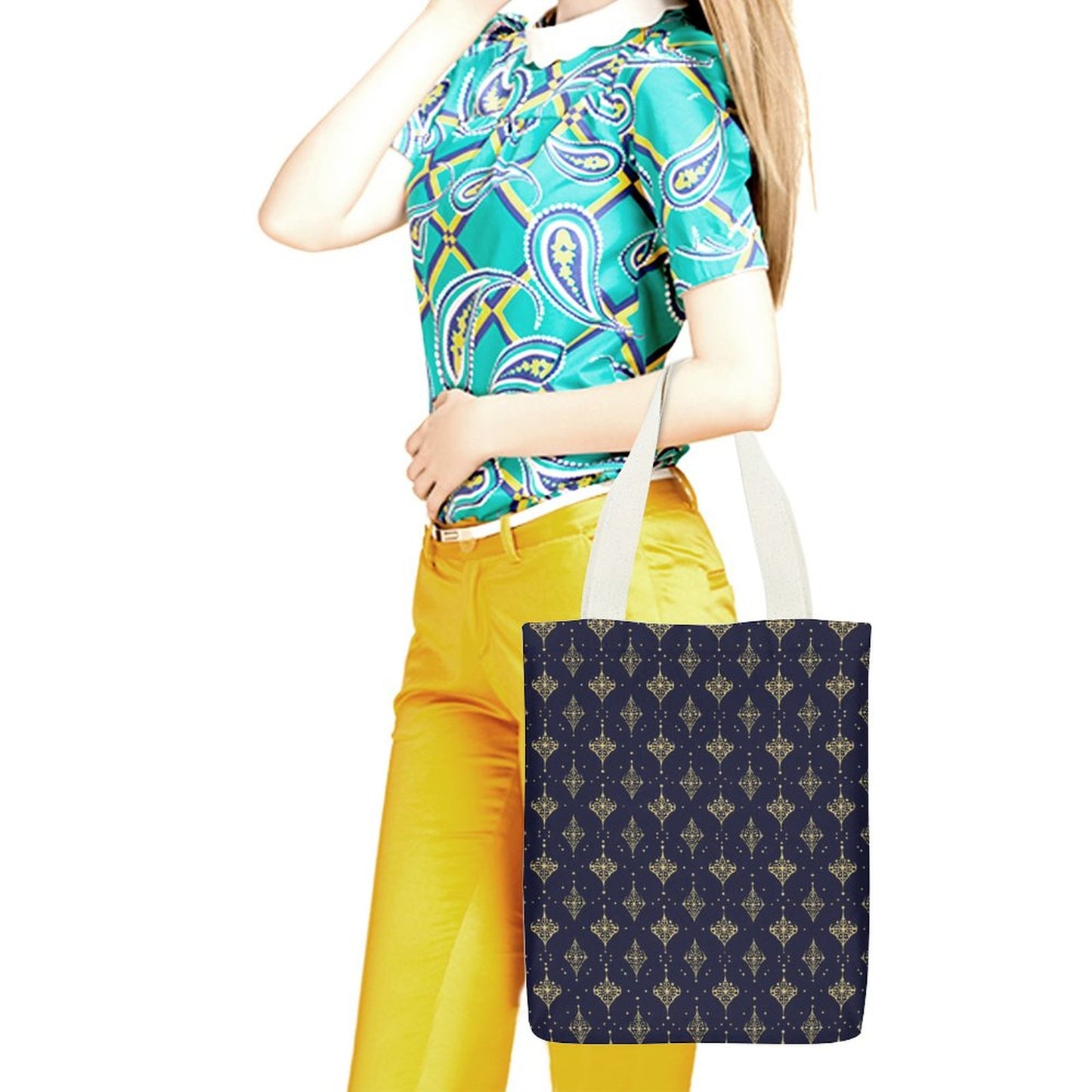 Canvas Material Tote Bags with Interior Pocket