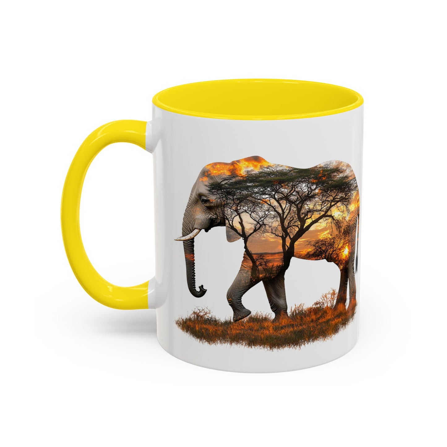 Elegant Elephant Accent Coffee Mug - Nature Lover Gift, Animal Lover Mug, Unique Home Decor, Wildlife Conservation, Travel Mug