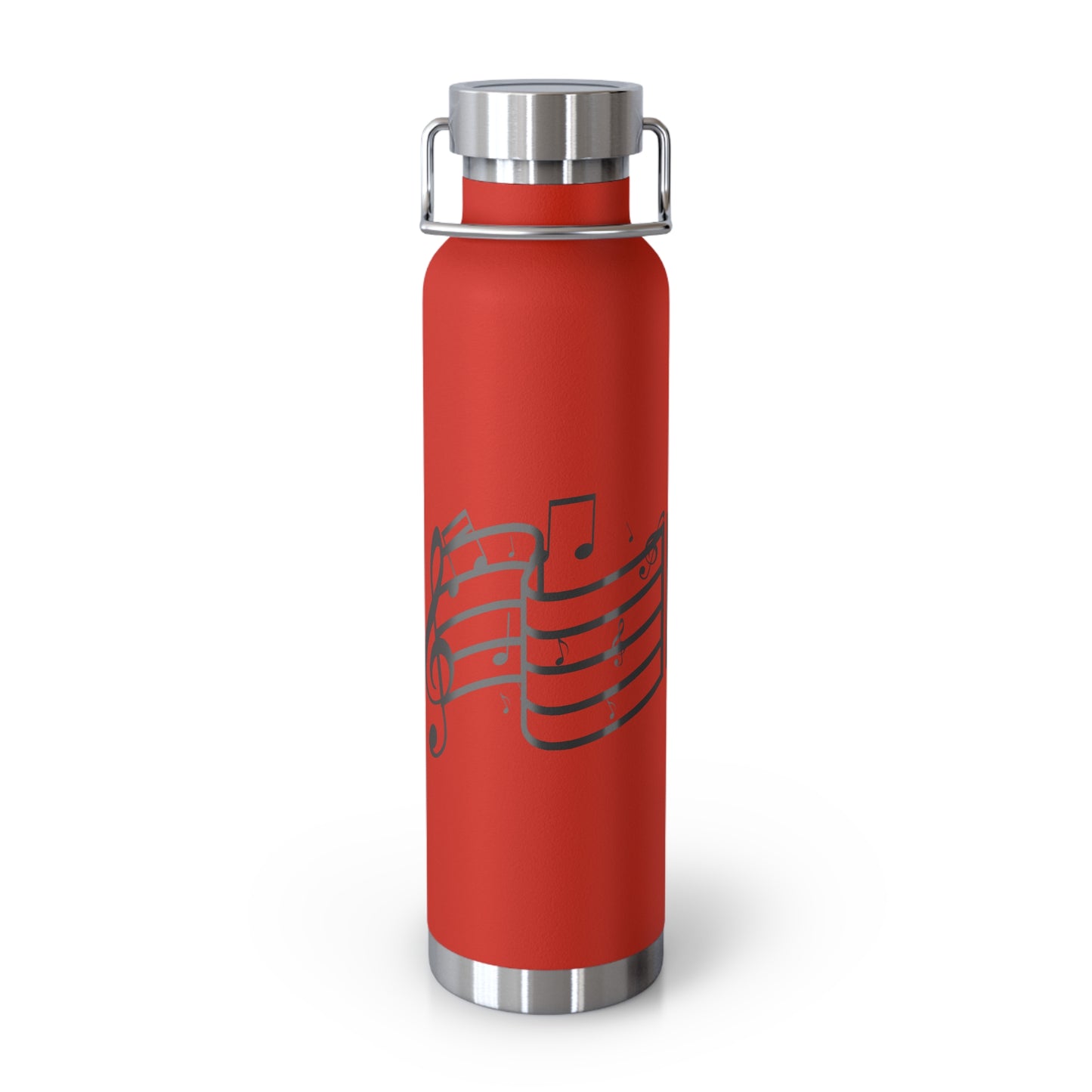 22oz Insulated Water Bottle — Red Musical Notes Stainless Steel Vacuum Bottle