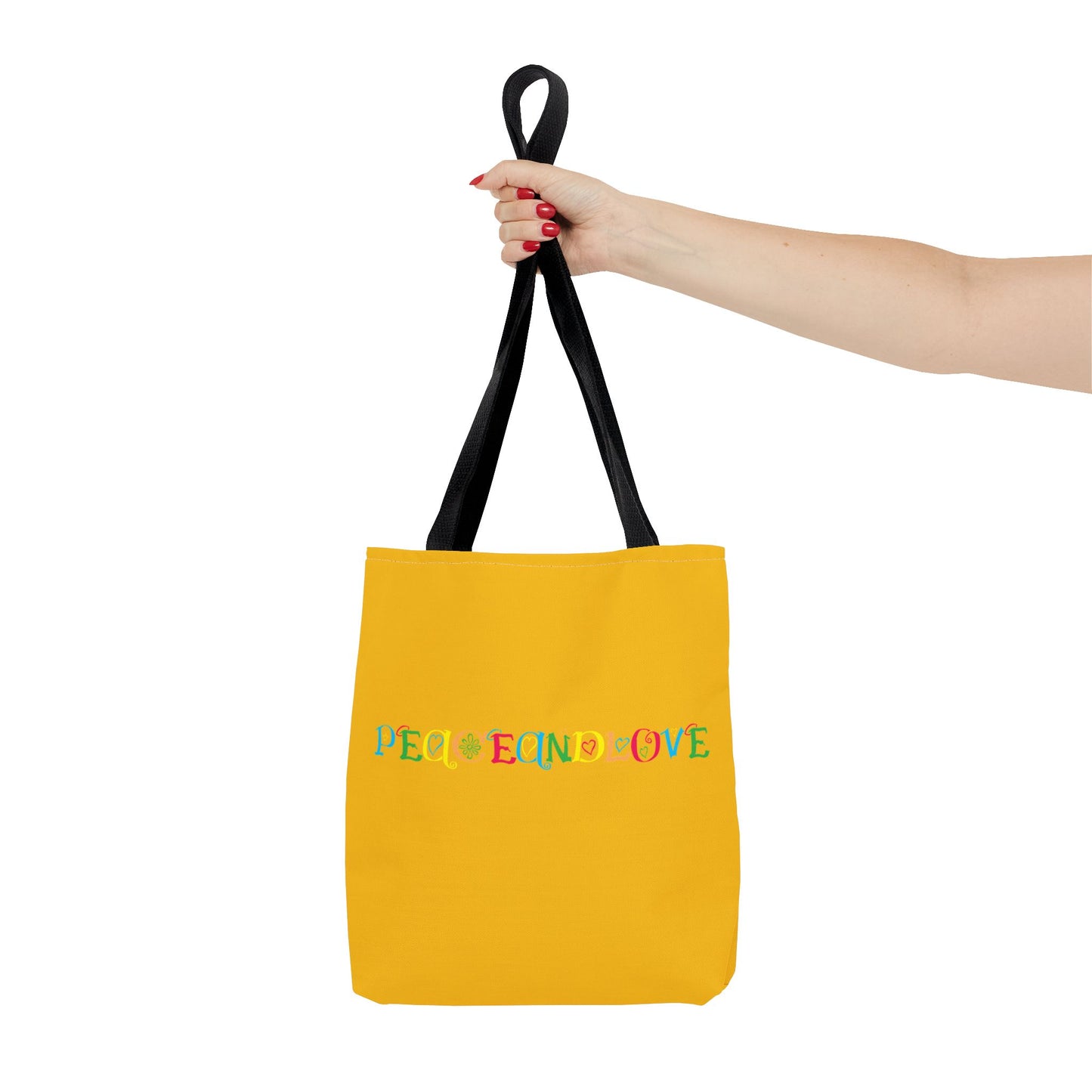 Colorful Peace and Love Tote Bag | Eco-Friendly Shopping Bag, Beach Tote, Gift for Friends, Everyday Carryall