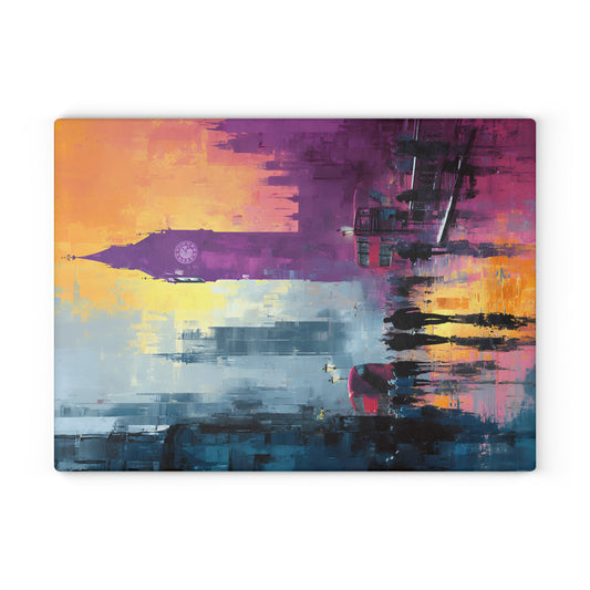 Colorful London Skyline Glass Cutting Board | Unique Kitchen Decor, Modern Gift for Chefs, Housewarming, Wedding Kitchenware