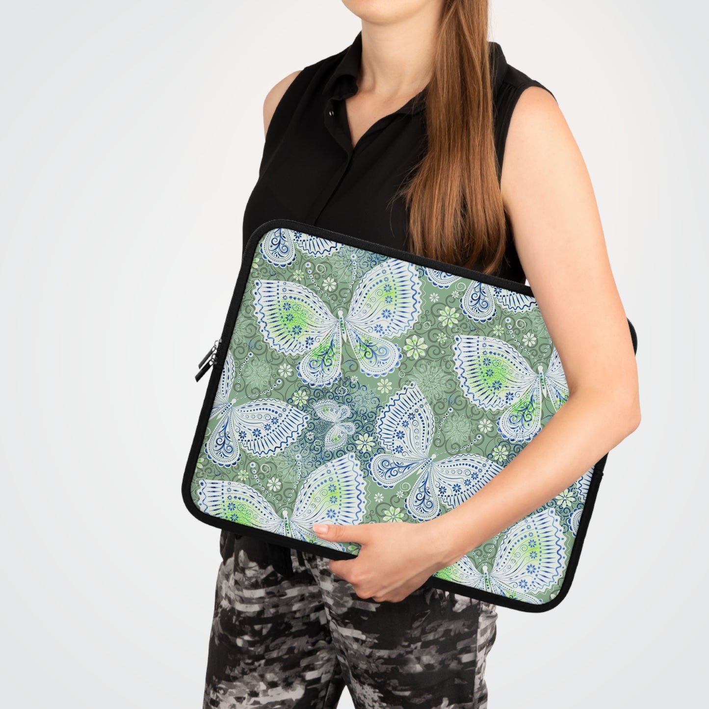 Butterfly Pattern Laptop Sleeve, Eco-Friendly Laptop Case, Computer Bag, Gift for Her, Personalized Tech Accessory