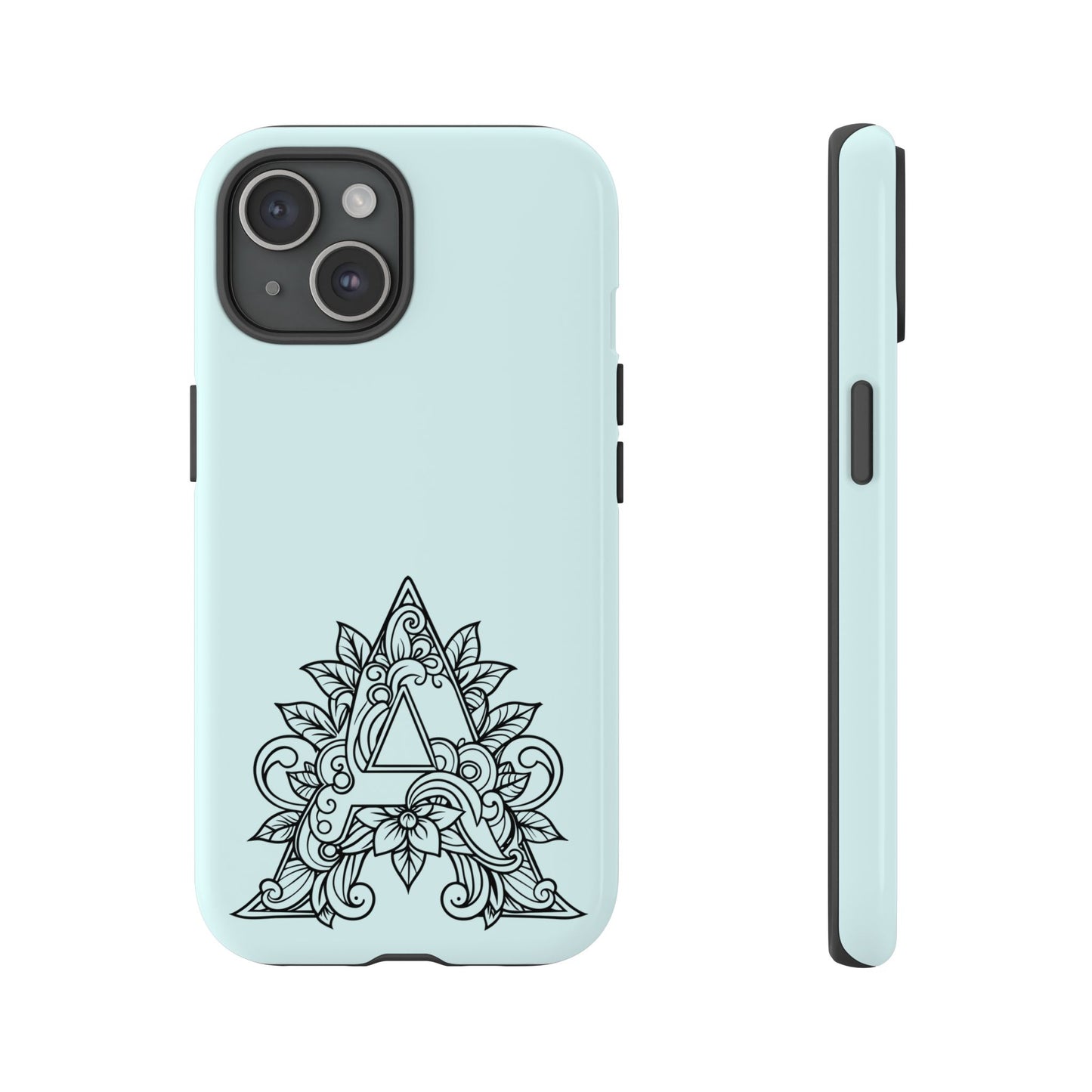 Personalized Tough Phone Case, Floral Monogram Cell Phone Cover, Custom Protective Case, Unique Gift, Birthday, Graduation