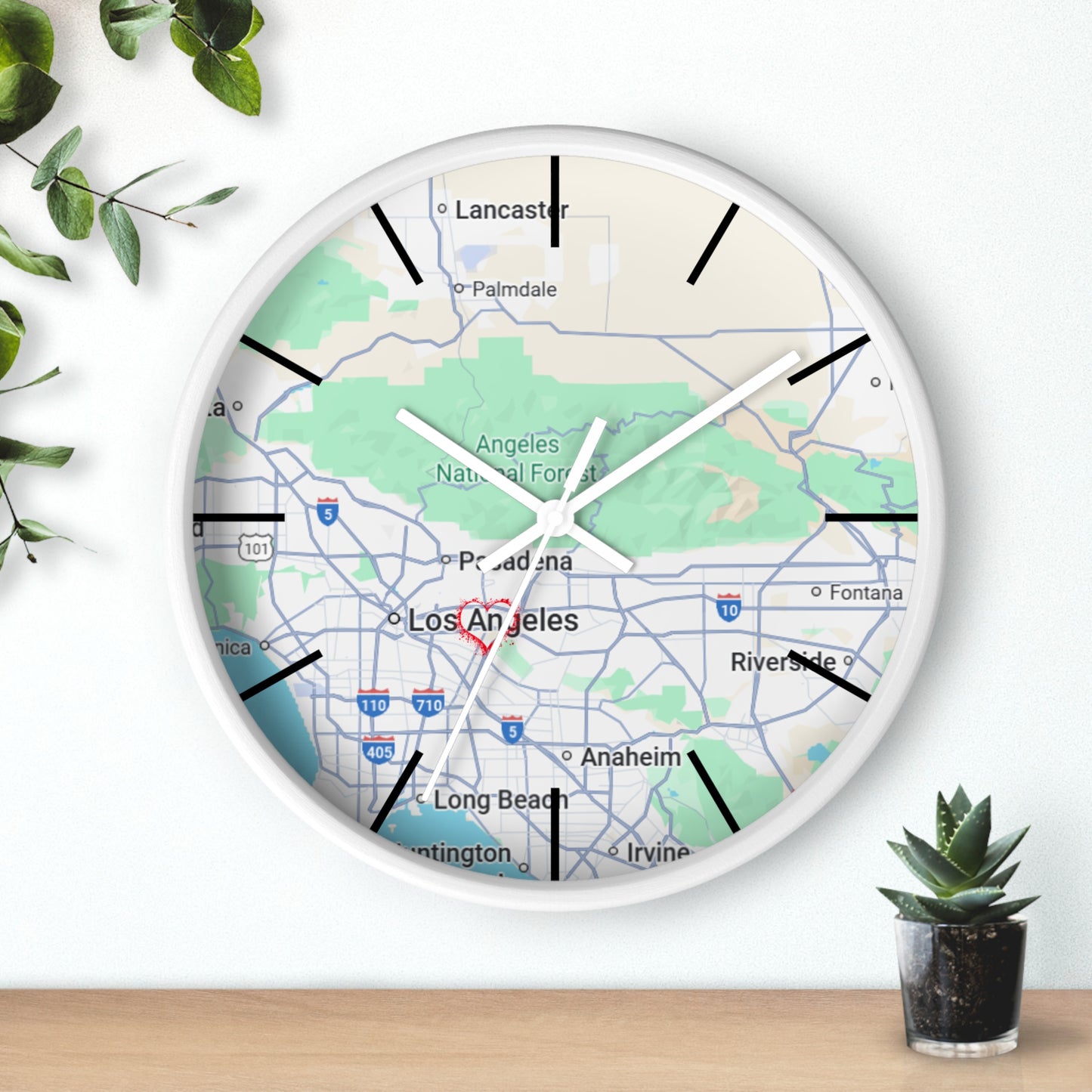 Los Angeles Wall Clock, Unique Home Decor, Custom City Map Clock, Modern Timepiece, Gift for Map Lovers