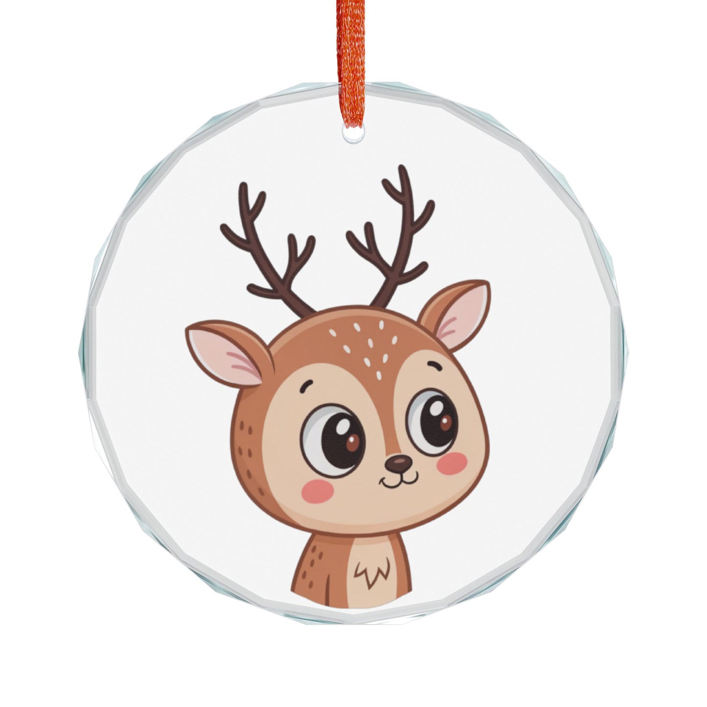 Cute Reindeer Heart Crystal Ornament — Christmas Tree Decoration for Kids