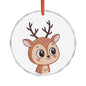 Cute Reindeer Heart Crystal Ornament — Christmas Tree Decoration for Kids