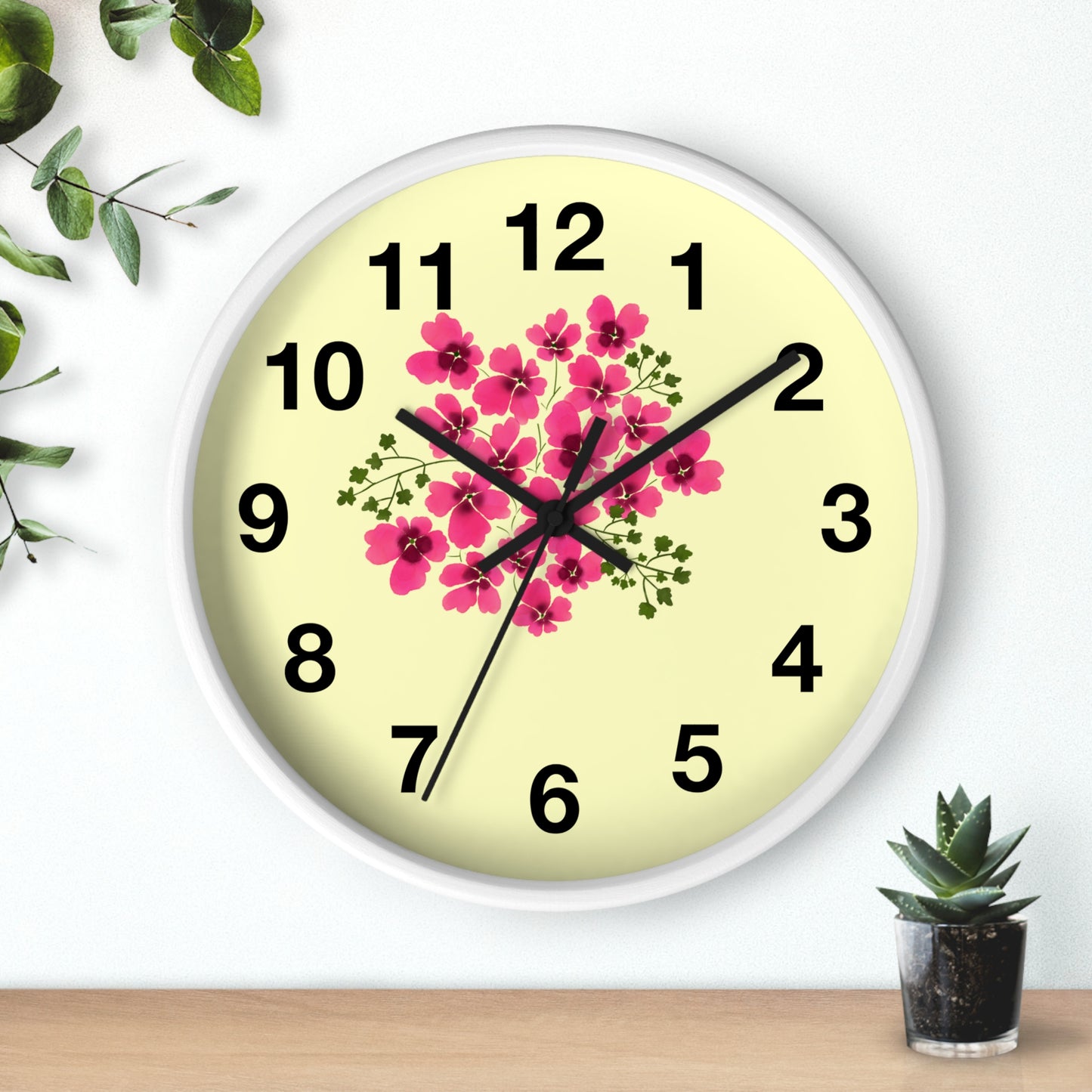 Floral Wall Clock with Pink Flowers, Home Decor, Gift for Gardening Enthusiasts, Mother's Day Present, Living Room Accent, Spring Vibes