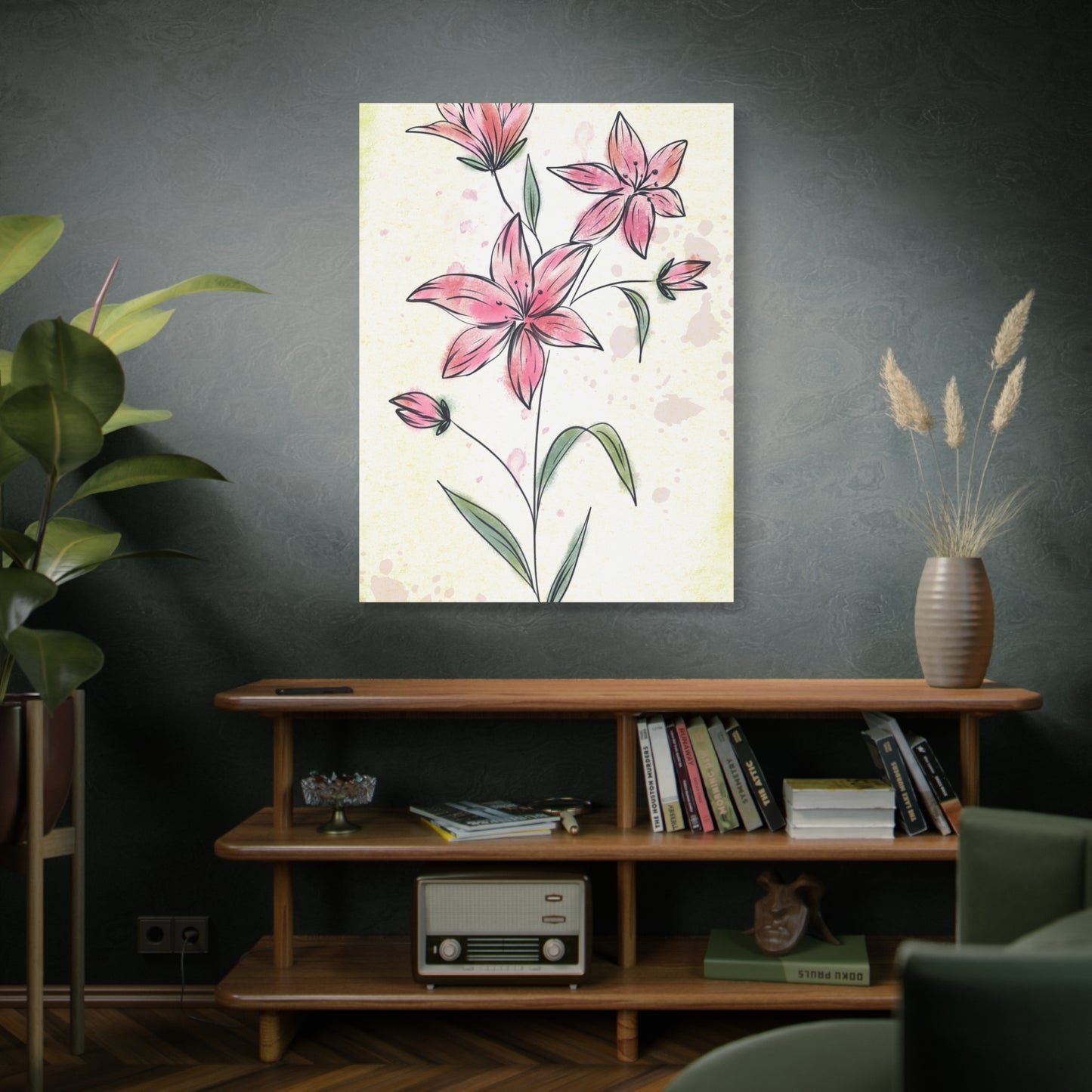 Matte Canvas, Stretched, 1.25" Tulips Pink Flowers