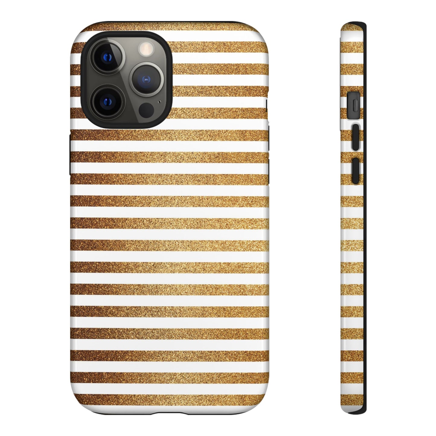 Glamorous Gold Striped Phone Case | Tough Cases, Stylish Phone Cover, Chic Accessories, Gift for Her, Fashionable Tech