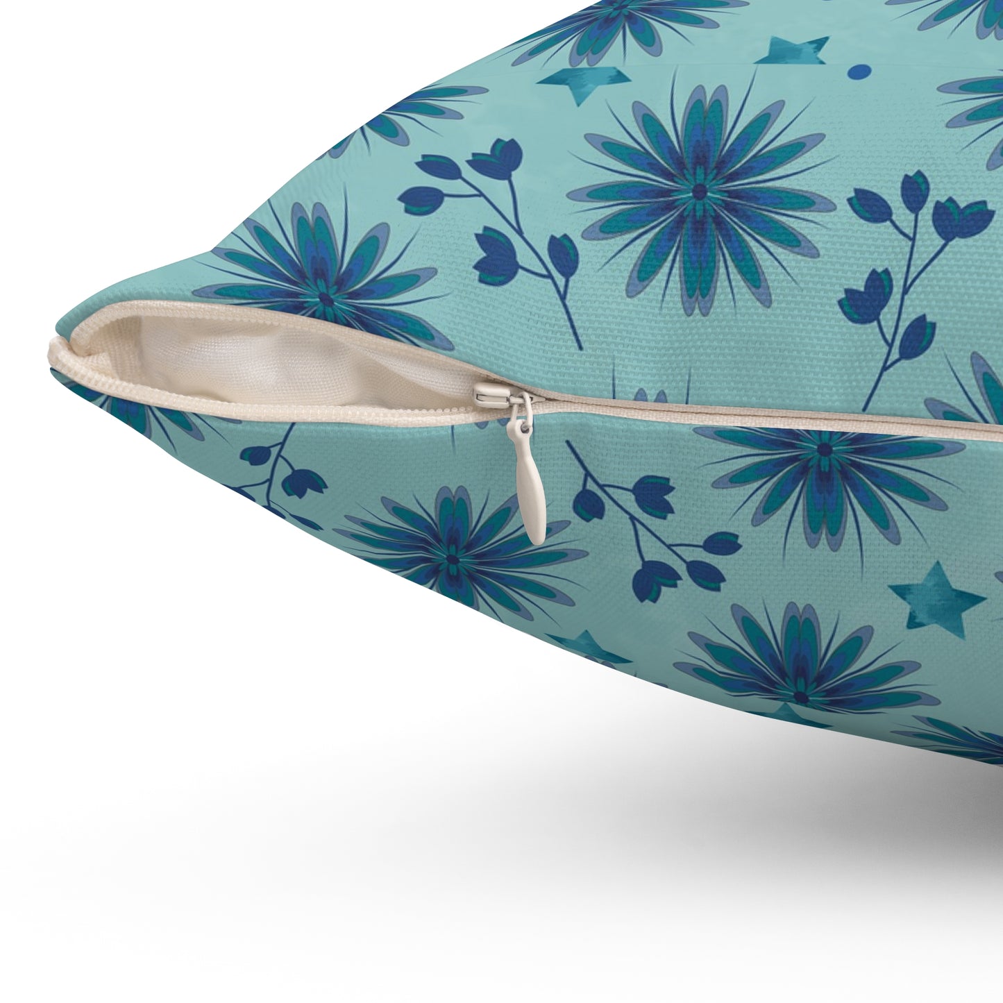 Blue Floral Decorative Pillow, Cozy Couch Accent, Home Decor, Gift for Her, Boho Throw Pillow