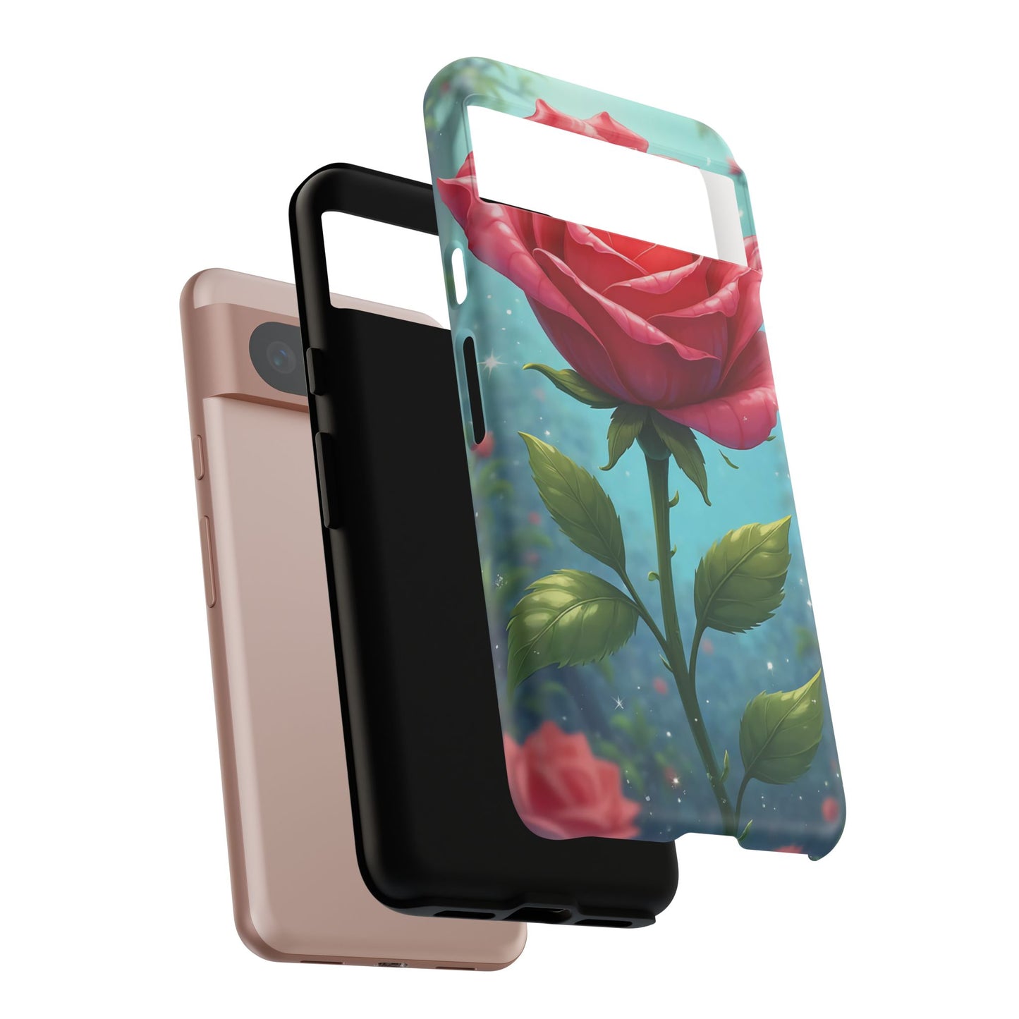 Floral Phone Case, Tough Cases with Elegant Rose Design, Stylish iPhone Cover, Rose Flower Gift for Nature Lovers, Unique Mobile Accessories