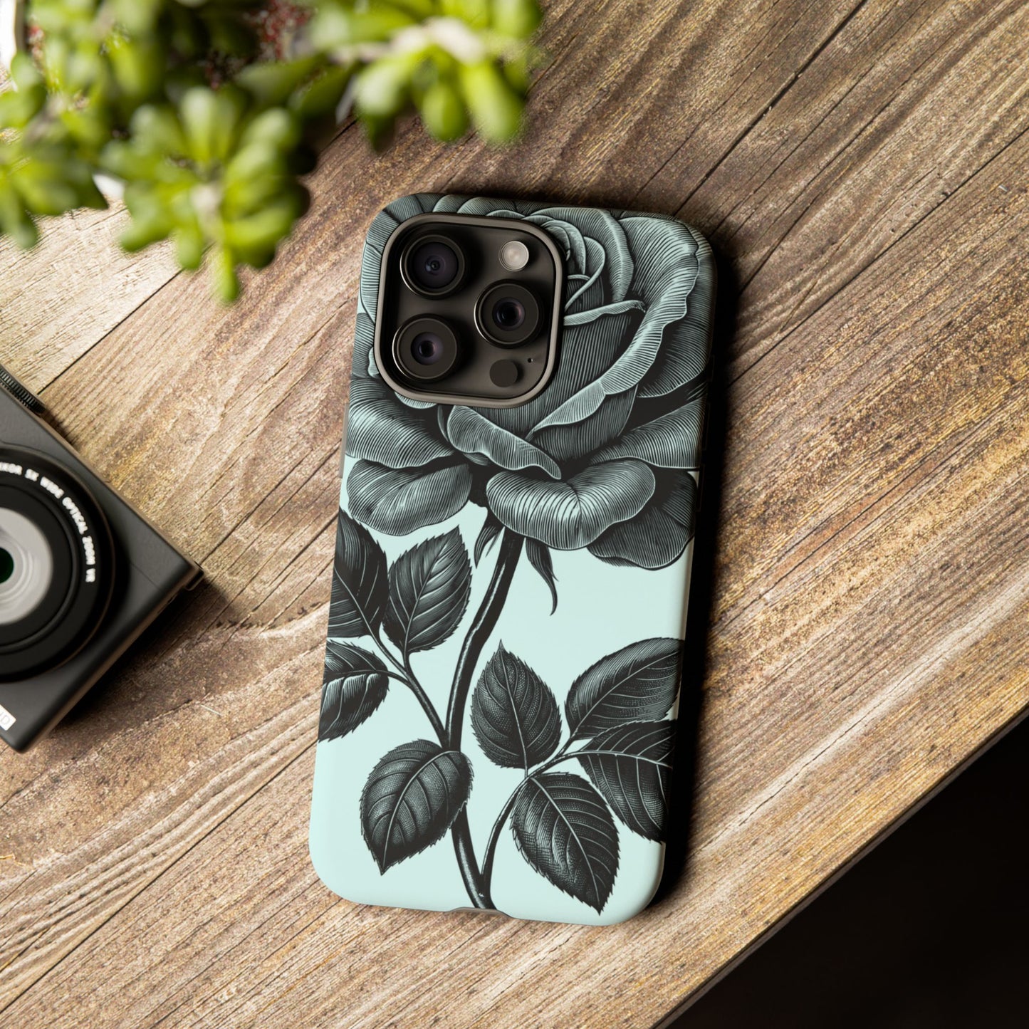 Elegant Floral Phone Case, Tough Cases for iPhones, Black Rose Design, Gift for Her, Stylish Phone Cover, Birthday Gifts