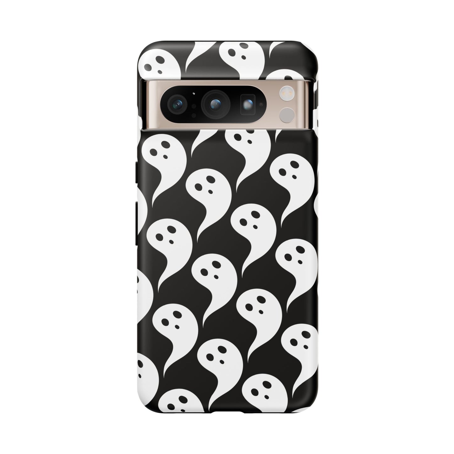 Ghost Pattern Phone Case, Cute Ghost Cell Phone Cover, Halloween Accessory, Spooky Gift, Black and White Phone Case