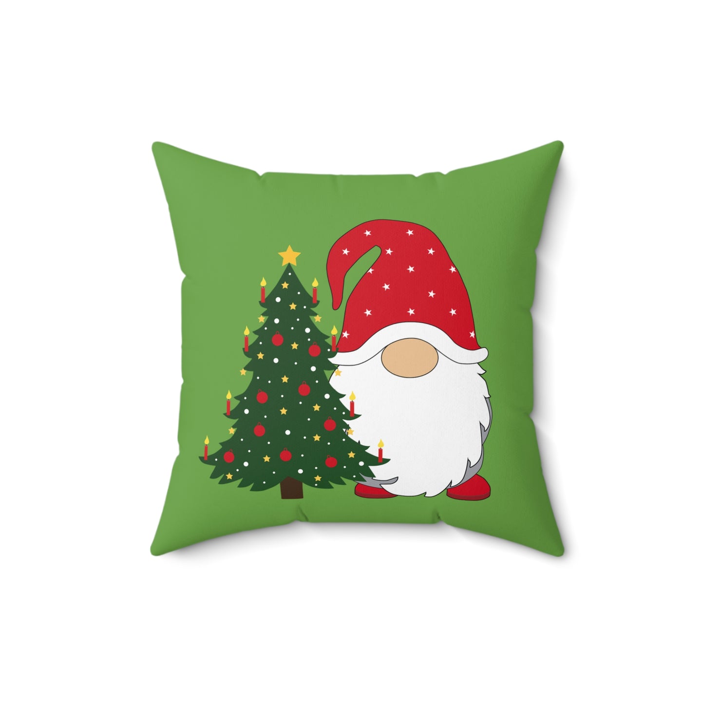 Christmas Gnome Pillow with Decorated Tree - Festive Holiday Throw Pillow