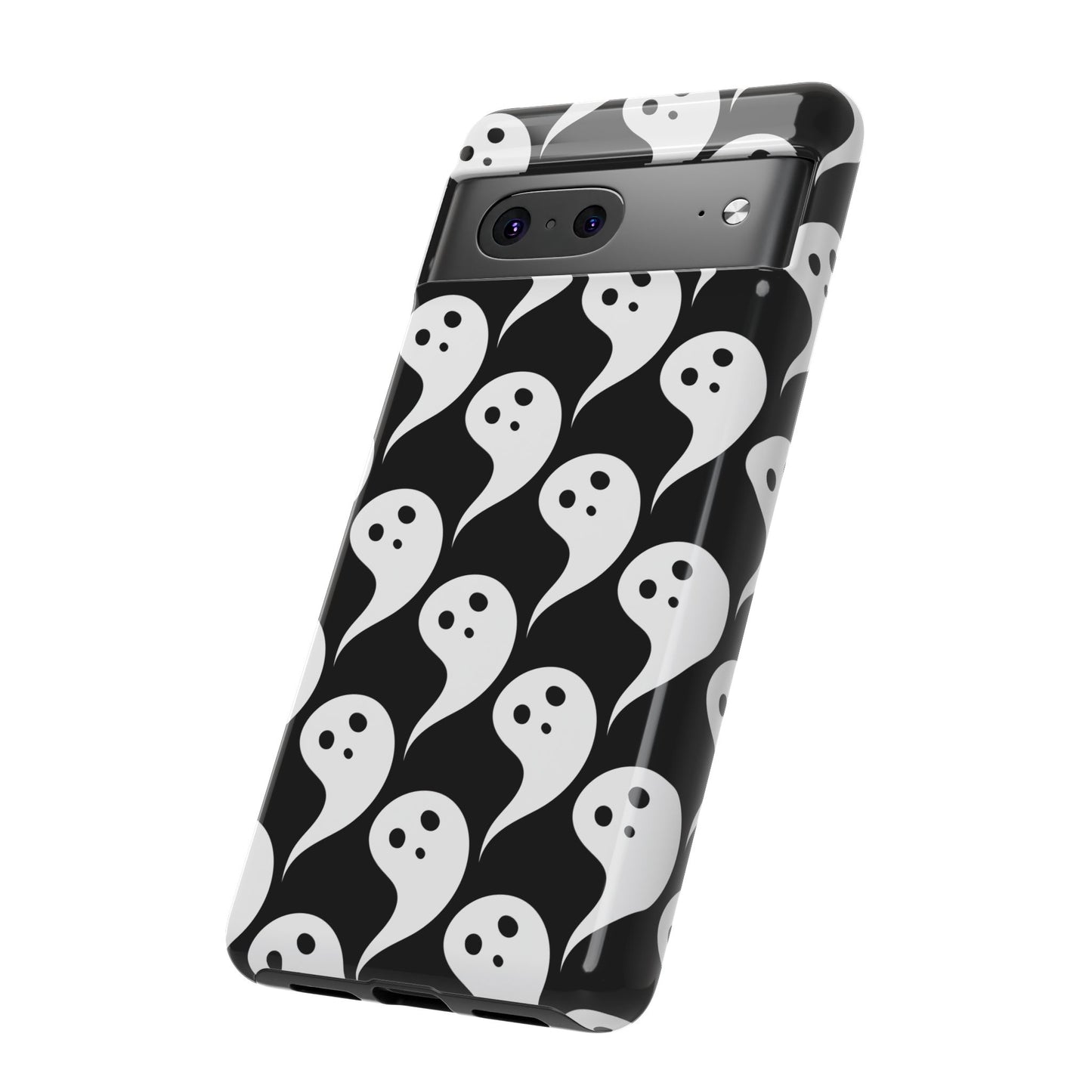 Ghost Pattern Phone Case, Cute Ghost Cell Phone Cover, Halloween Accessory, Spooky Gift, Black and White Phone Case