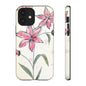 Floral Phone Case with Elegant Pink Lilies, Cute Floral Accessories, Phone Protection, Gift for Her, Stylish Cell Phone Cover