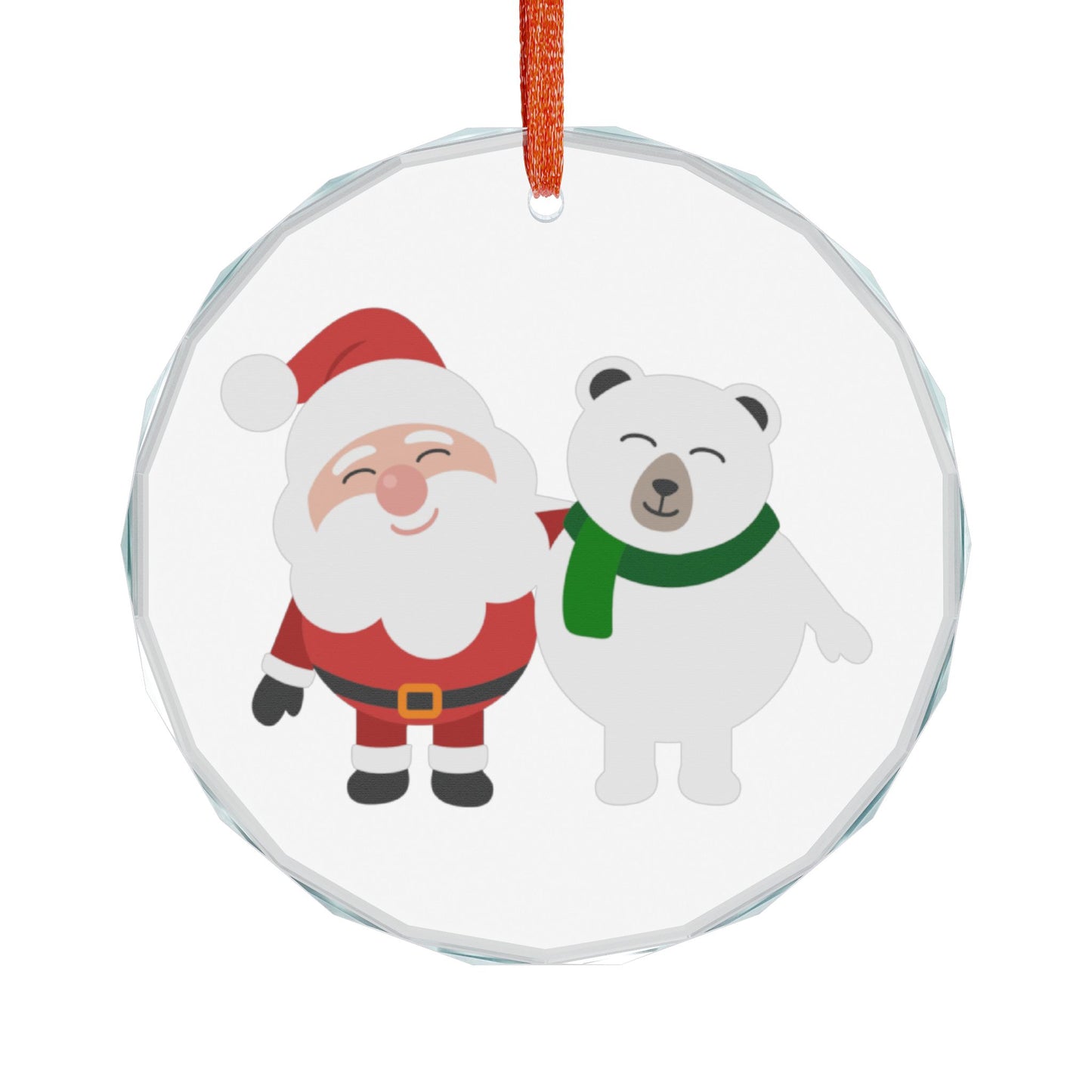 Crystal Heart Ornament — Cute Santa & Polar Bear Christmas Decoration