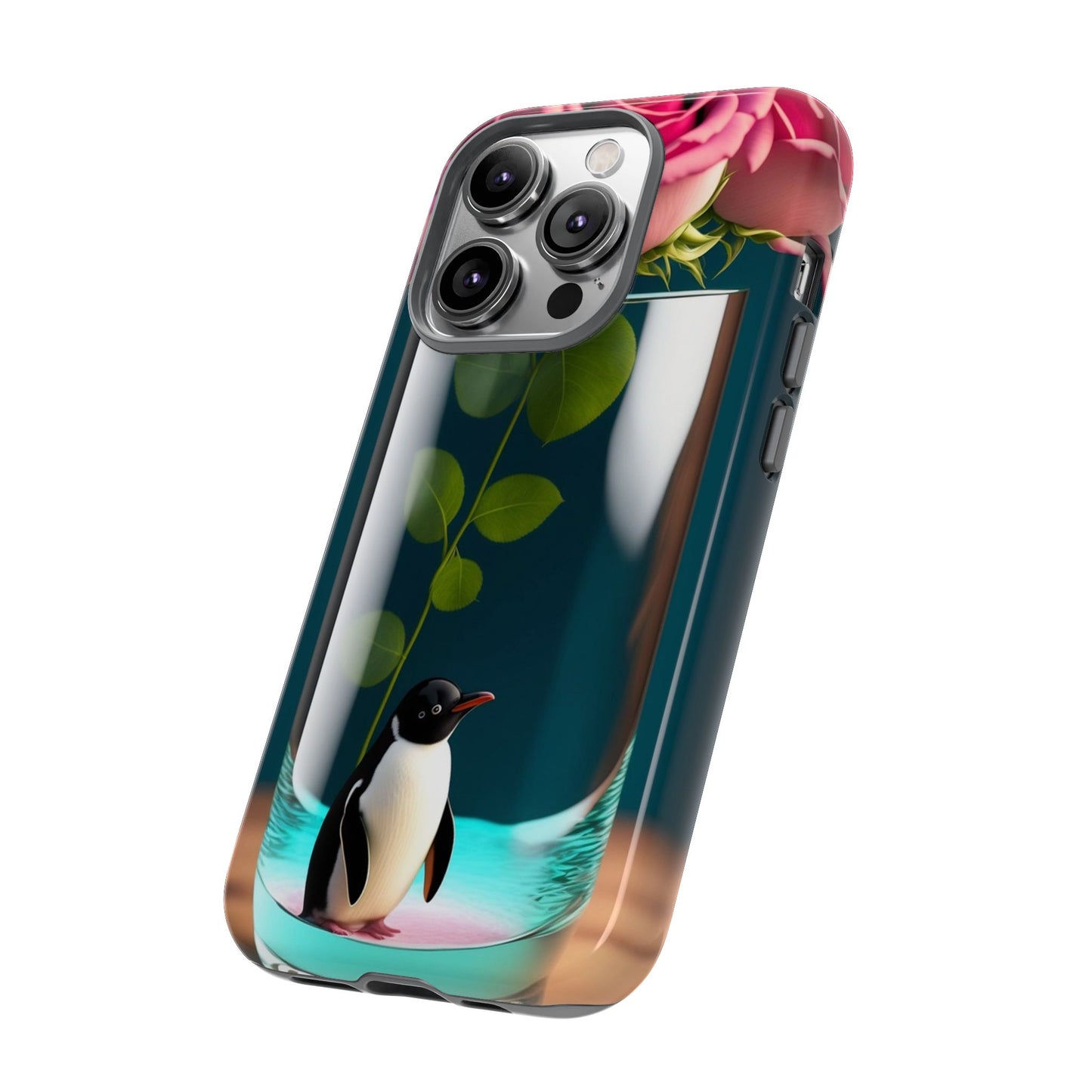 Penguin in a Glass Floral Tough Phone Case — Cute Protective Phone Cover