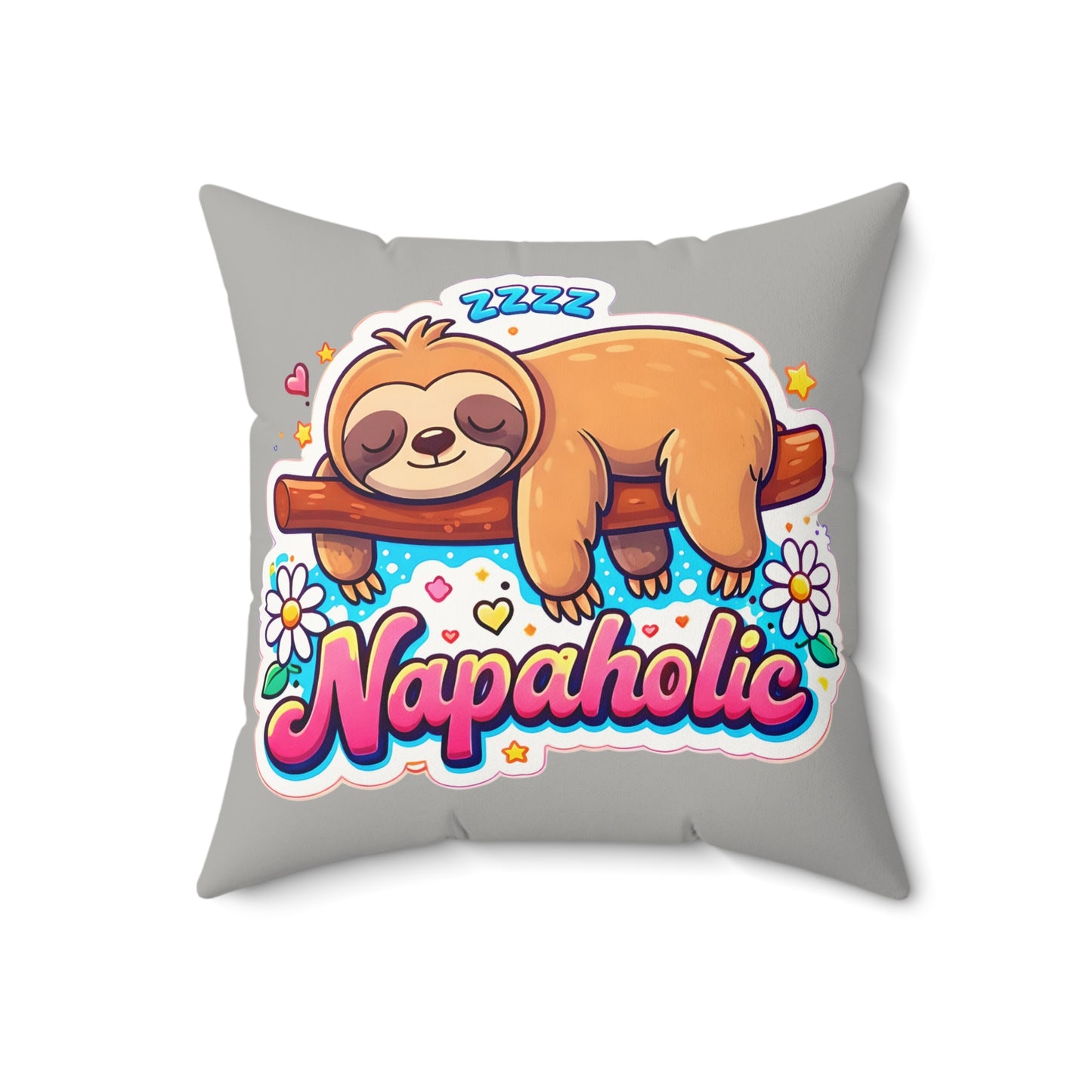 Napaholic Sloth Faux Suede Pillow — Cute Sleepy Sloth Decorative Throw Pillow