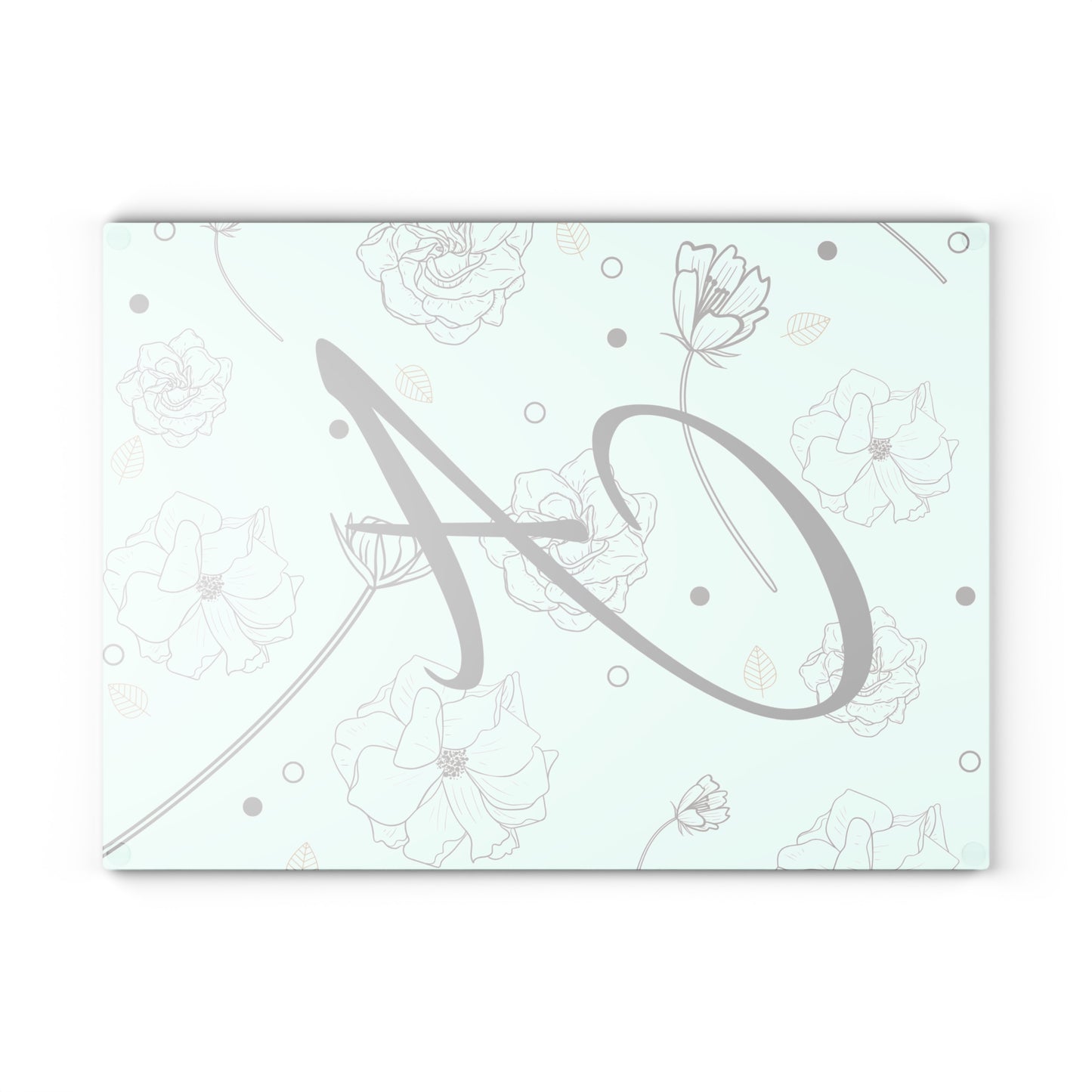 Personalized Floral Glass Cutting Board, Elegant Kitchen Decor, Home Gift, Wedding, Housewarming, Floral Art, Custom Name