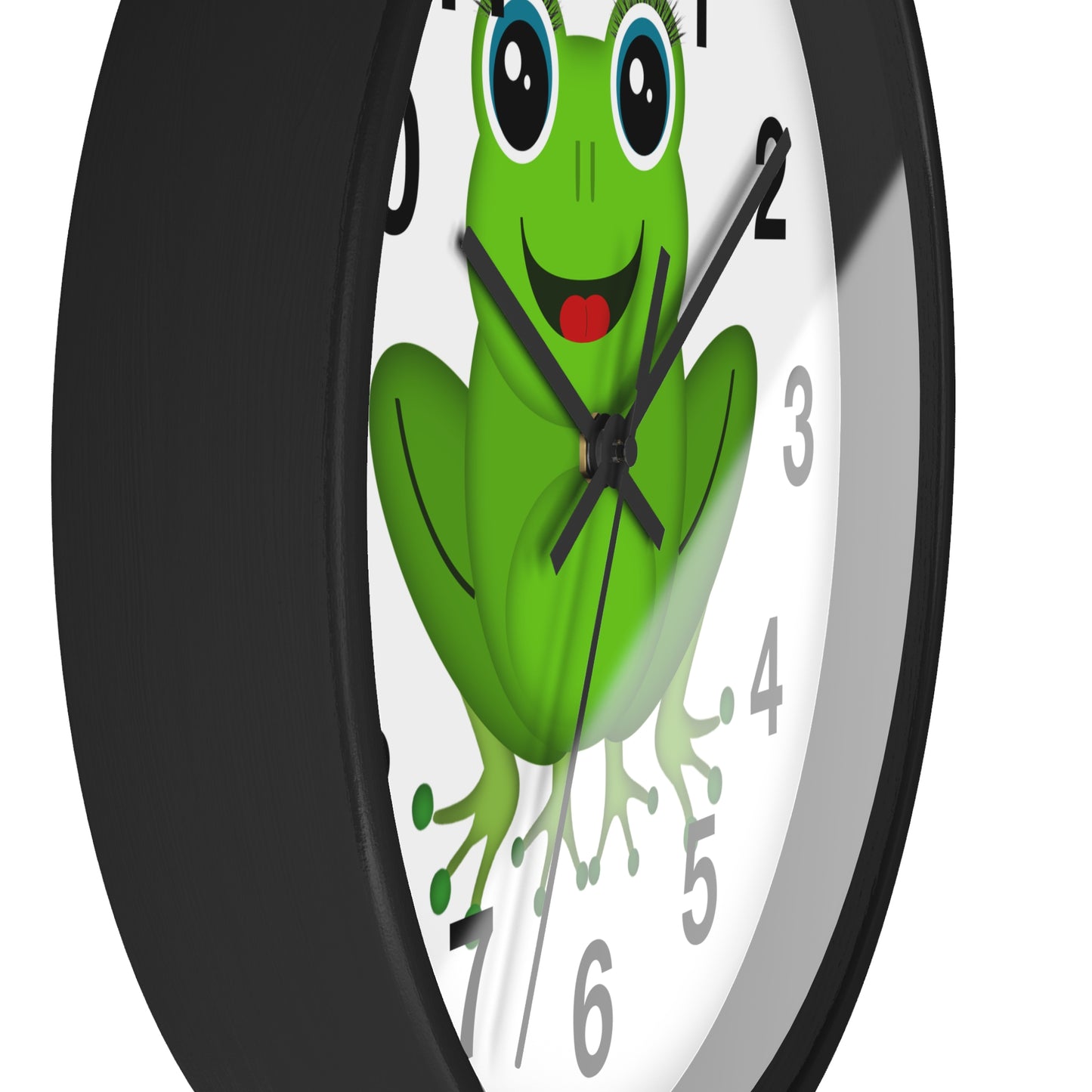 Frog Wall Clock - Whimsical Green Frog Design, Cute Home Decor, Kids Room, Animal Lover Gift, Fun Timepiece