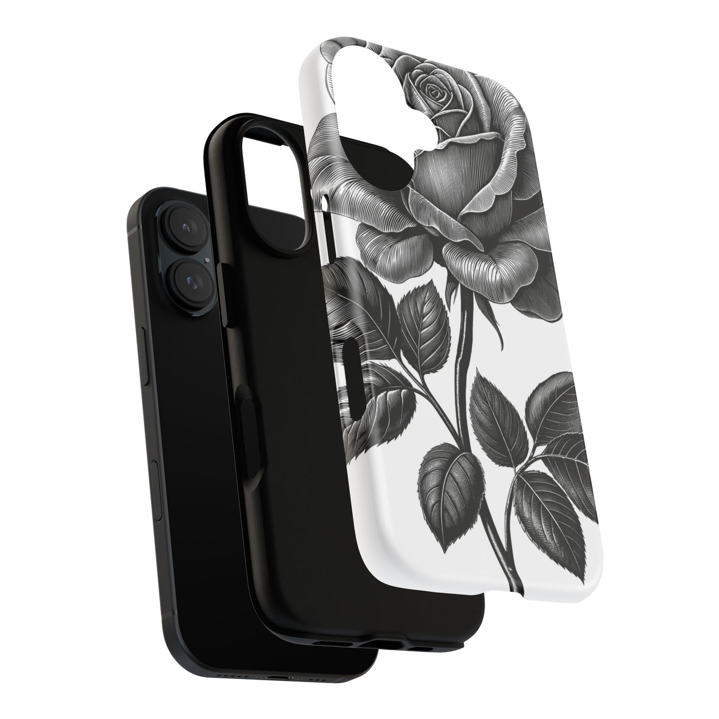 Elegant Floral Phone Case - Tough Cases, Black Rose Design, Floral Phone Cover, Stylish Phone Accessory, Gift for Her, Mother's Day
