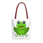Cute Frog Tote Bag, Eco-Friendly Shopping Bag, Fun Gift for Kids, Frog Lovers, Bag for Nature Outings, Unique Frog Design