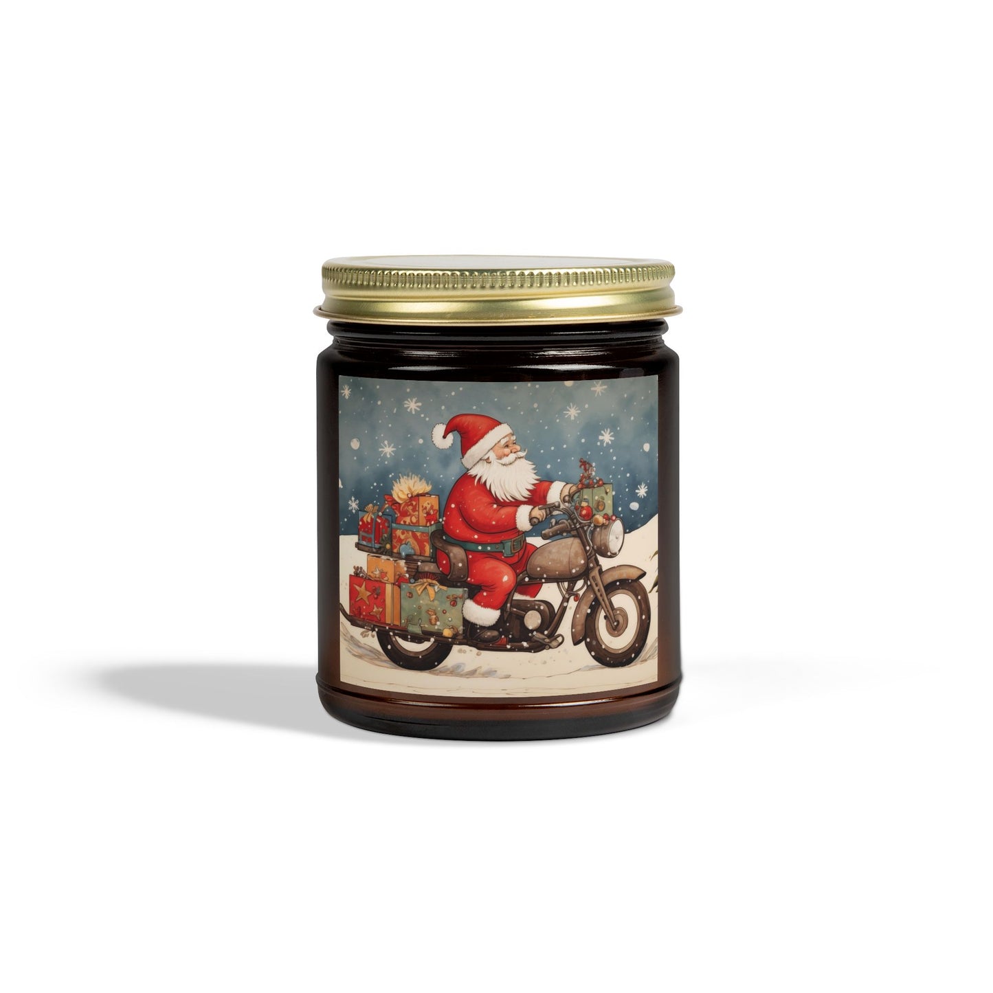 Festive Scented Candles | Santa on Motorcycle | Holiday Decor, Gift, Aromatherapy, Home Fragrance, Christmas Decoration