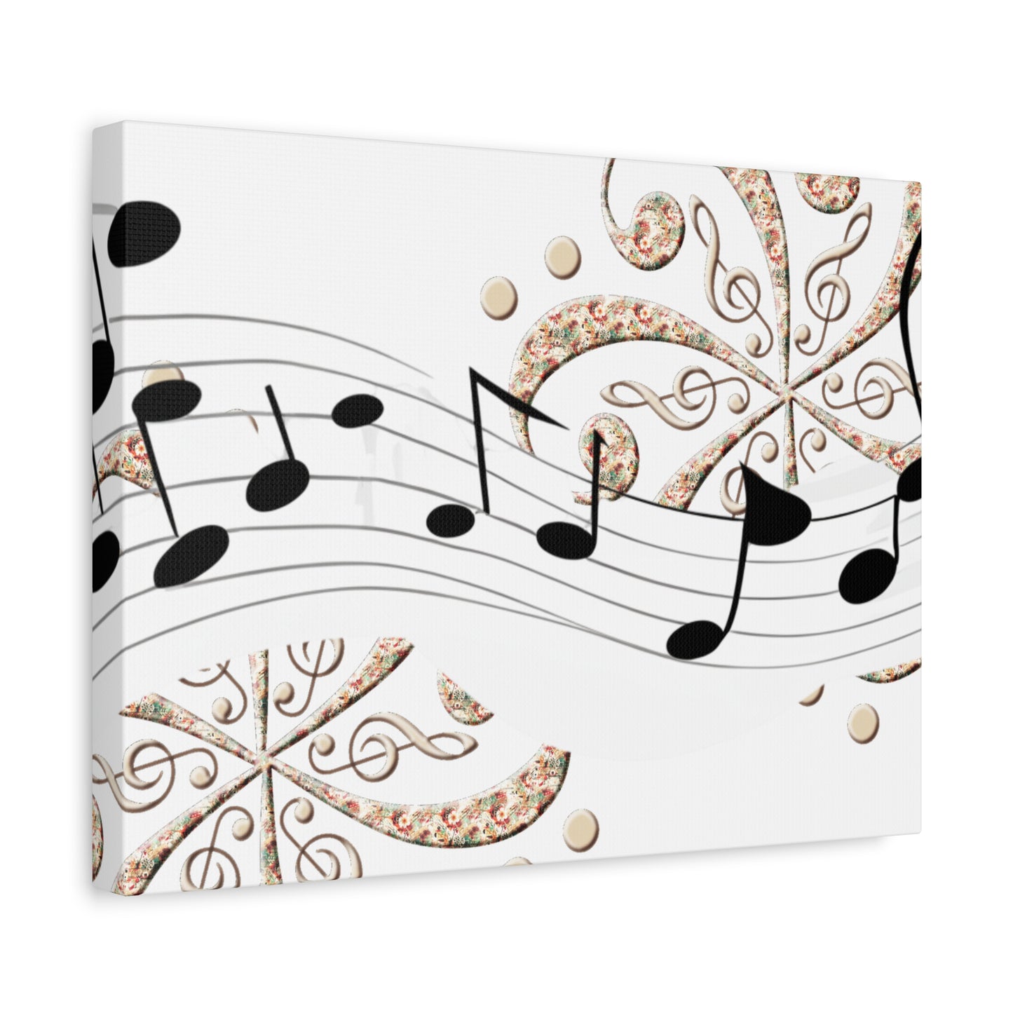 Musical Note Canvas Art, Floral Decor for Home, Music Lover Gift, Wall Art for Musicians, Unique Gift Idea