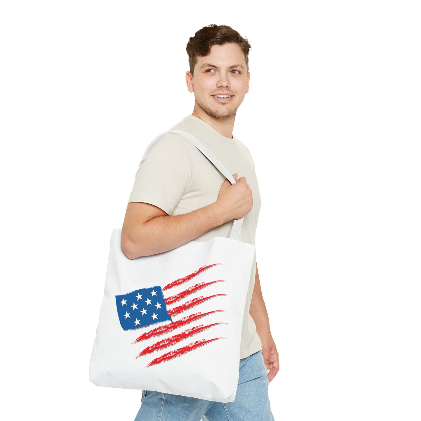 Patriotic Tote Bag | USA Pride | American Flag Design | Eco-Friendly Market Bag | Gift for Fourth of July, Veterans, Memorial Day