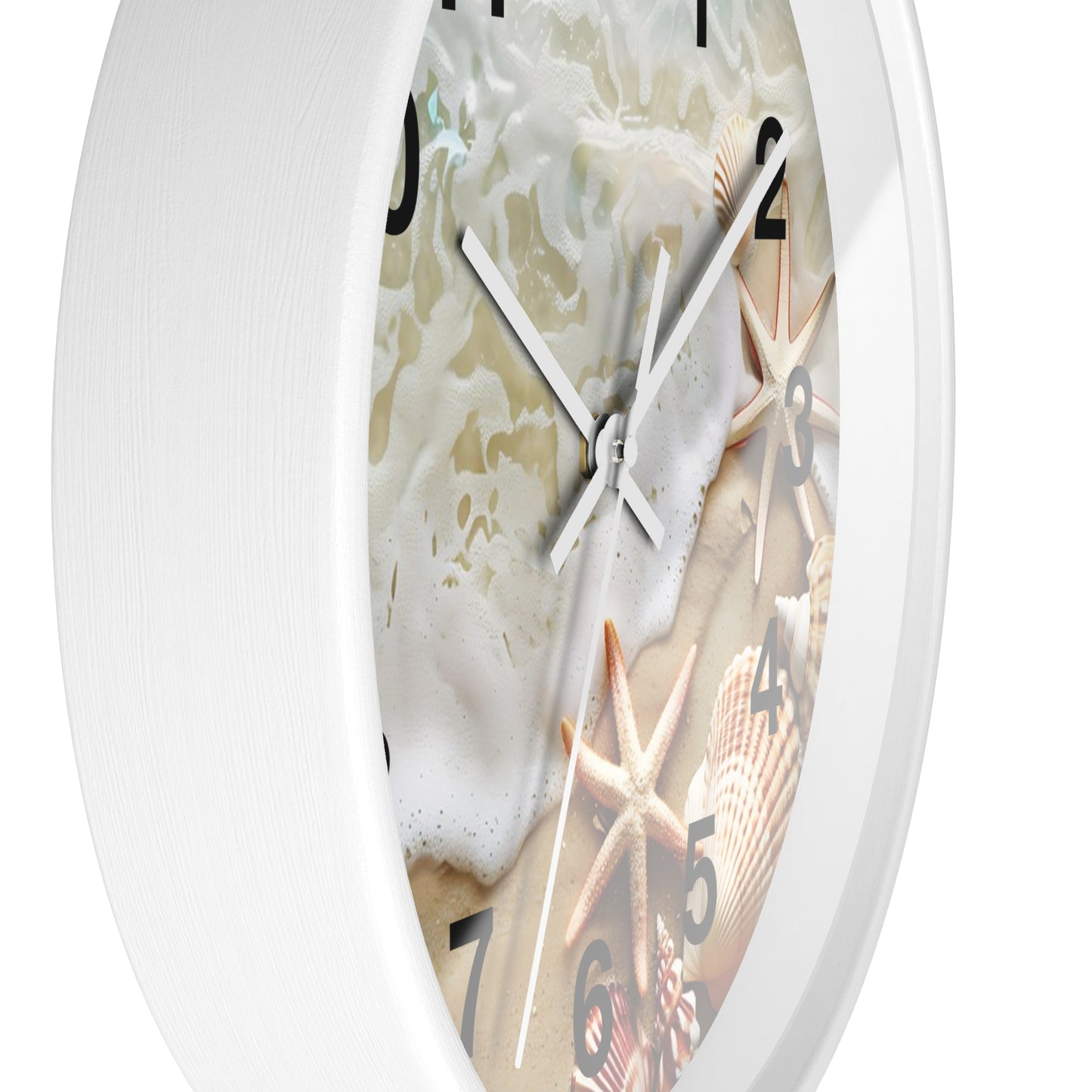 Beach Shells Wall Clock — Coastal Starfish Seaside Decor