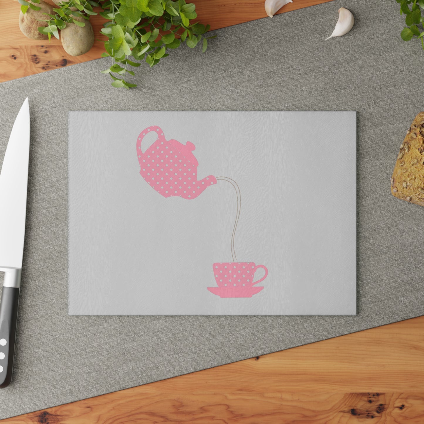 Charming Teapot Glass Cutting Board | Kitchen Decor, Gift for Tea Lovers, Housewarming Gift, Culinary Art, Wedding Gift